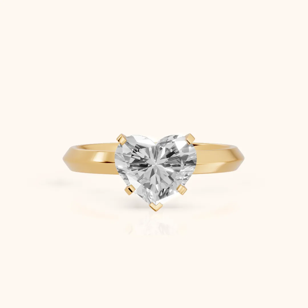 June Solitaire Knife Edge Heart Diamond Engagement Ring in Yellow Gold — view 2