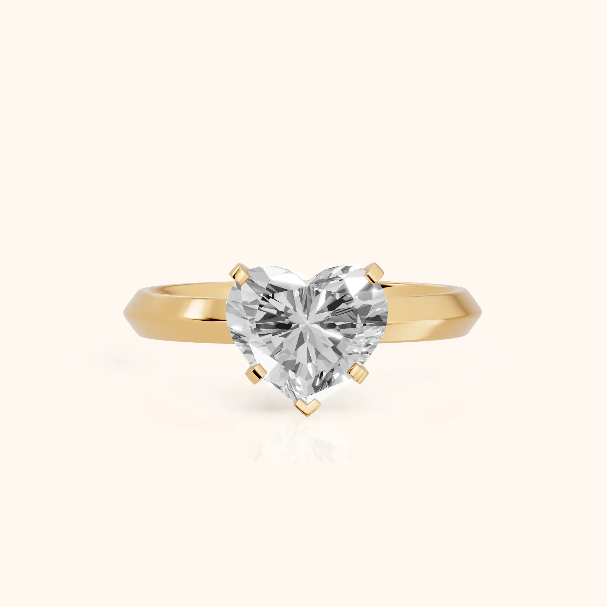 June Solitaire Knife Edge Heart Diamond Engagement Ring in Yellow Gold — view 1
