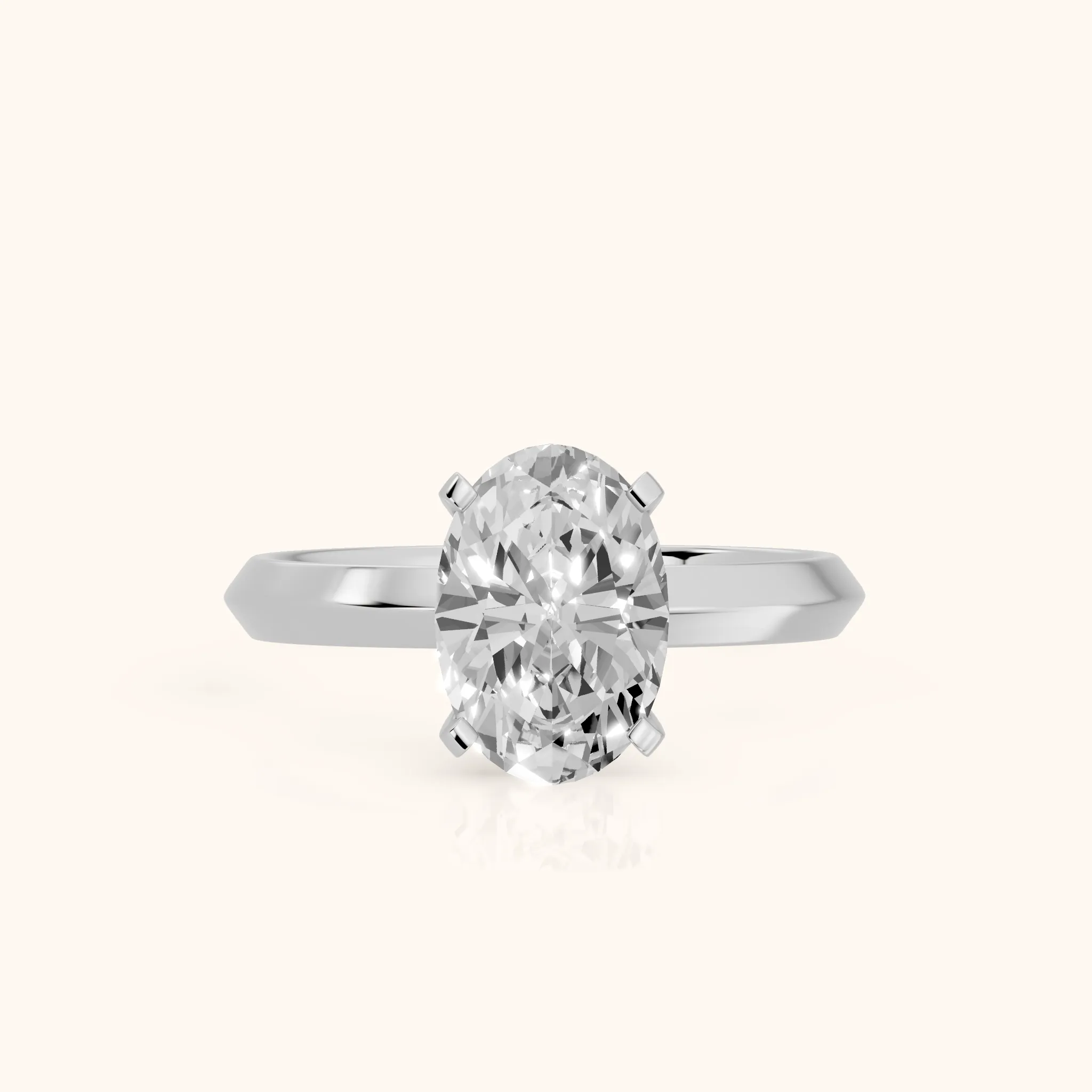 June Solitaire Knife Edge Oval Diamond Engagement Ring in Silver — view 1