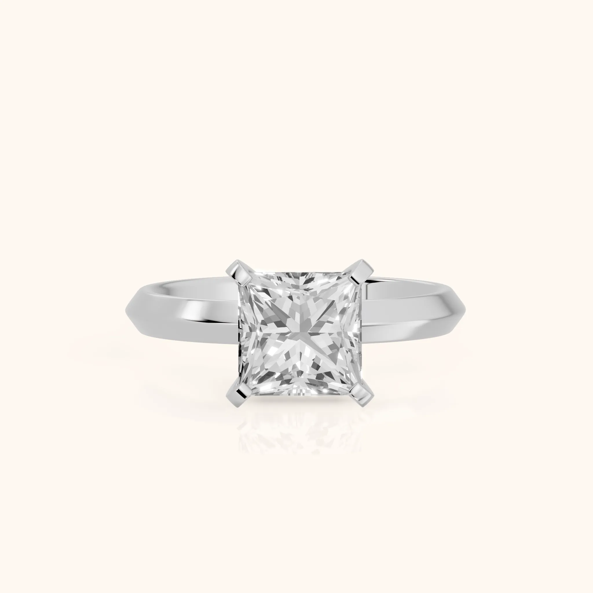 June Solitaire Knife Edge Princess Diamond Engagement Ring in Platinum — view 1