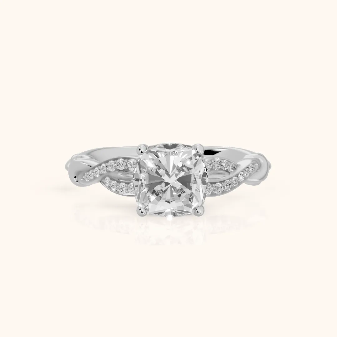 Katie Twist Pavé Cushion Diamond Engagement Ring in Silver — view 2