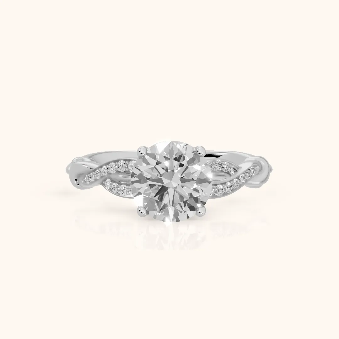 Katie Twist Pavé Round Diamond Engagement Ring in Platinum — view 2