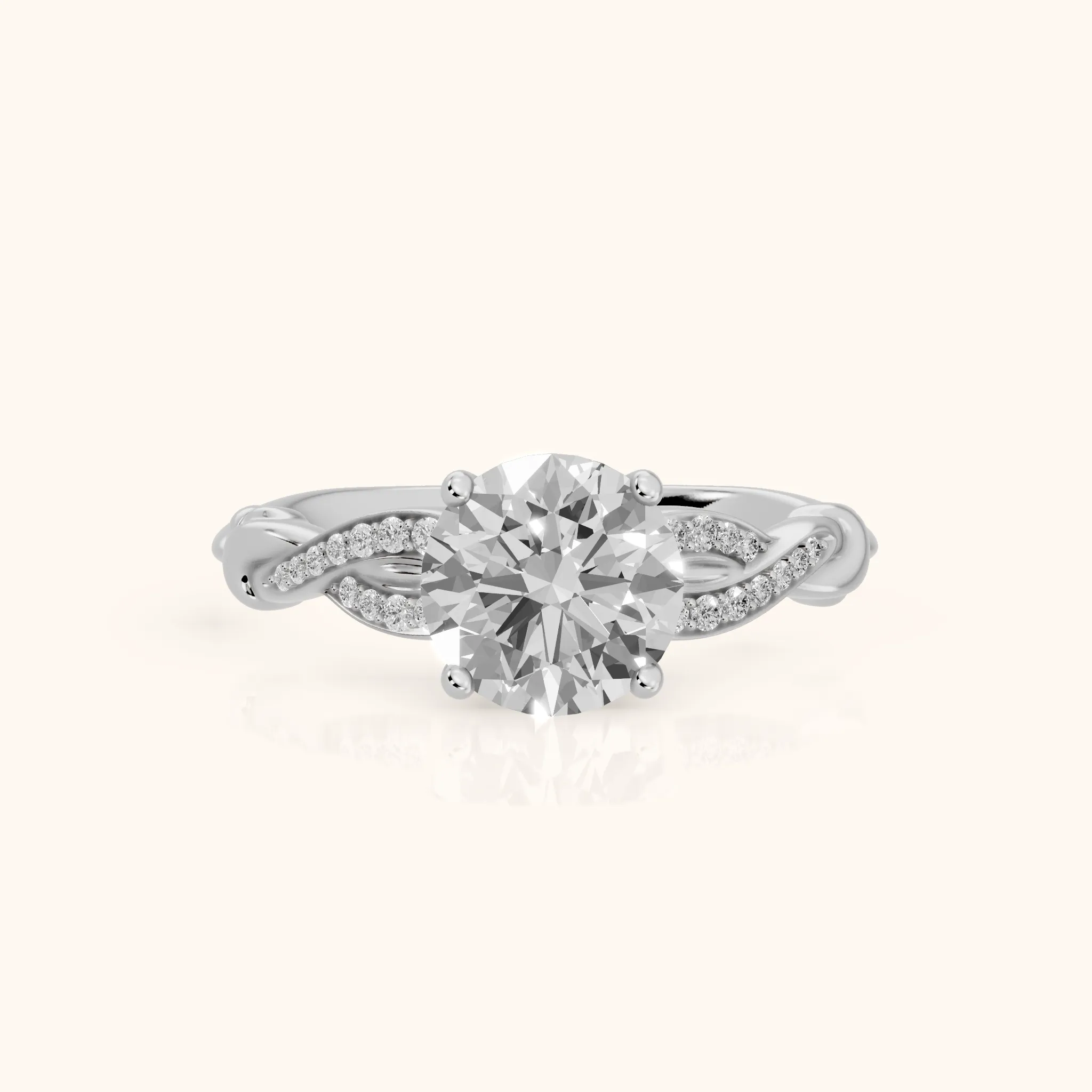 Katie Twist Pavé Round Diamond Engagement Ring in Platinum — view 1
