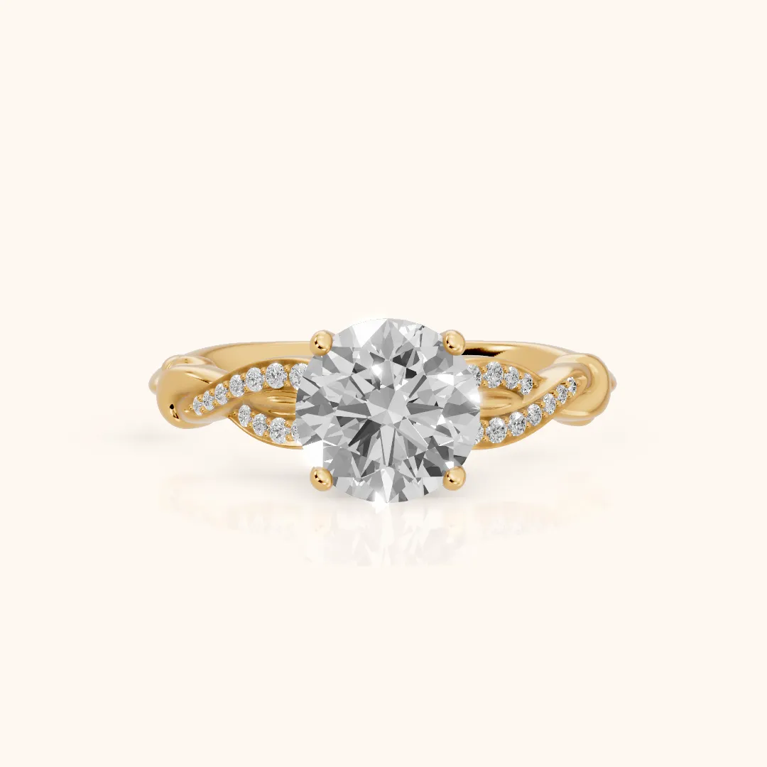 Katie Twist Pavé Round Diamond Engagement Ring in Yellow Gold — view 2