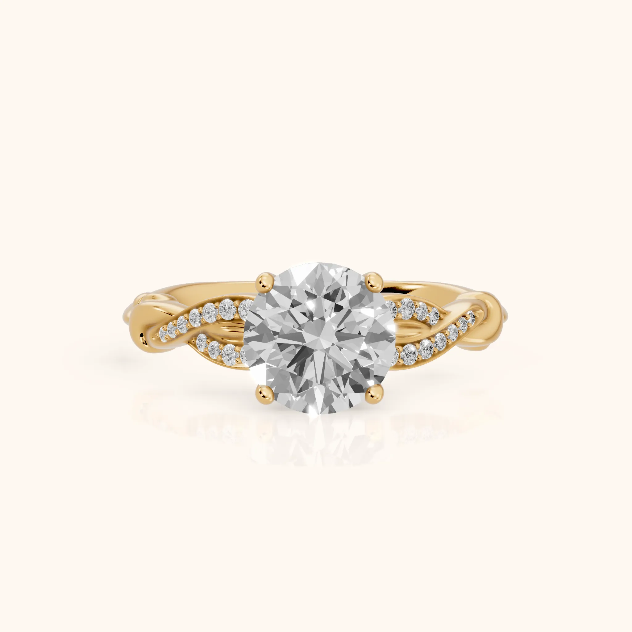 Katie Twist Pavé Round Diamond Engagement Ring in Yellow Gold — view 1