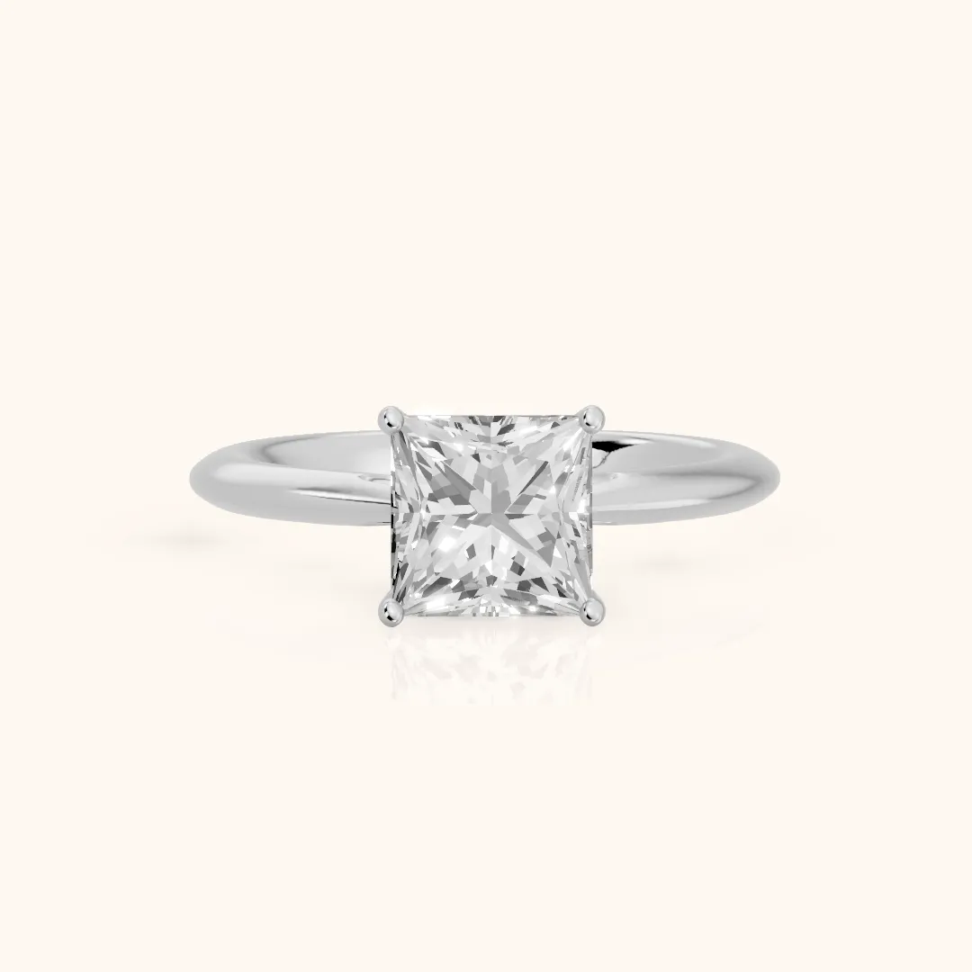 Lindsay Trellis Solitaire Princess Diamond Engagement Ring in Platinum — view 2