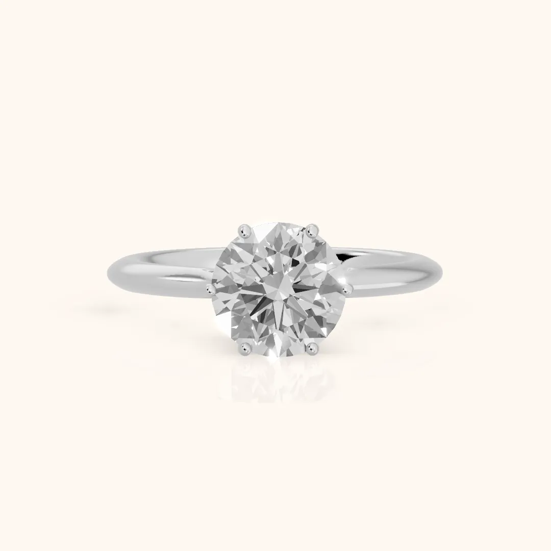 Lindsay Trellis Solitaire Round Diamond Engagement Ring in White Gold — view 2