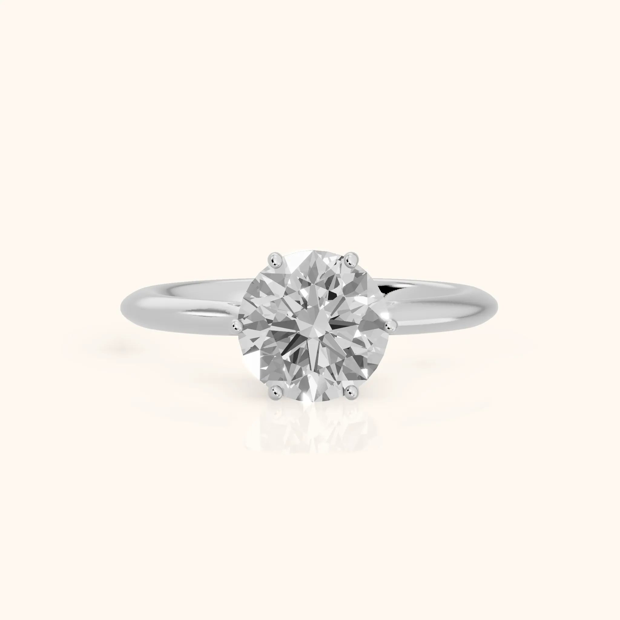 Lindsay Trellis Solitaire Round Diamond Engagement Ring in White Gold — view 1