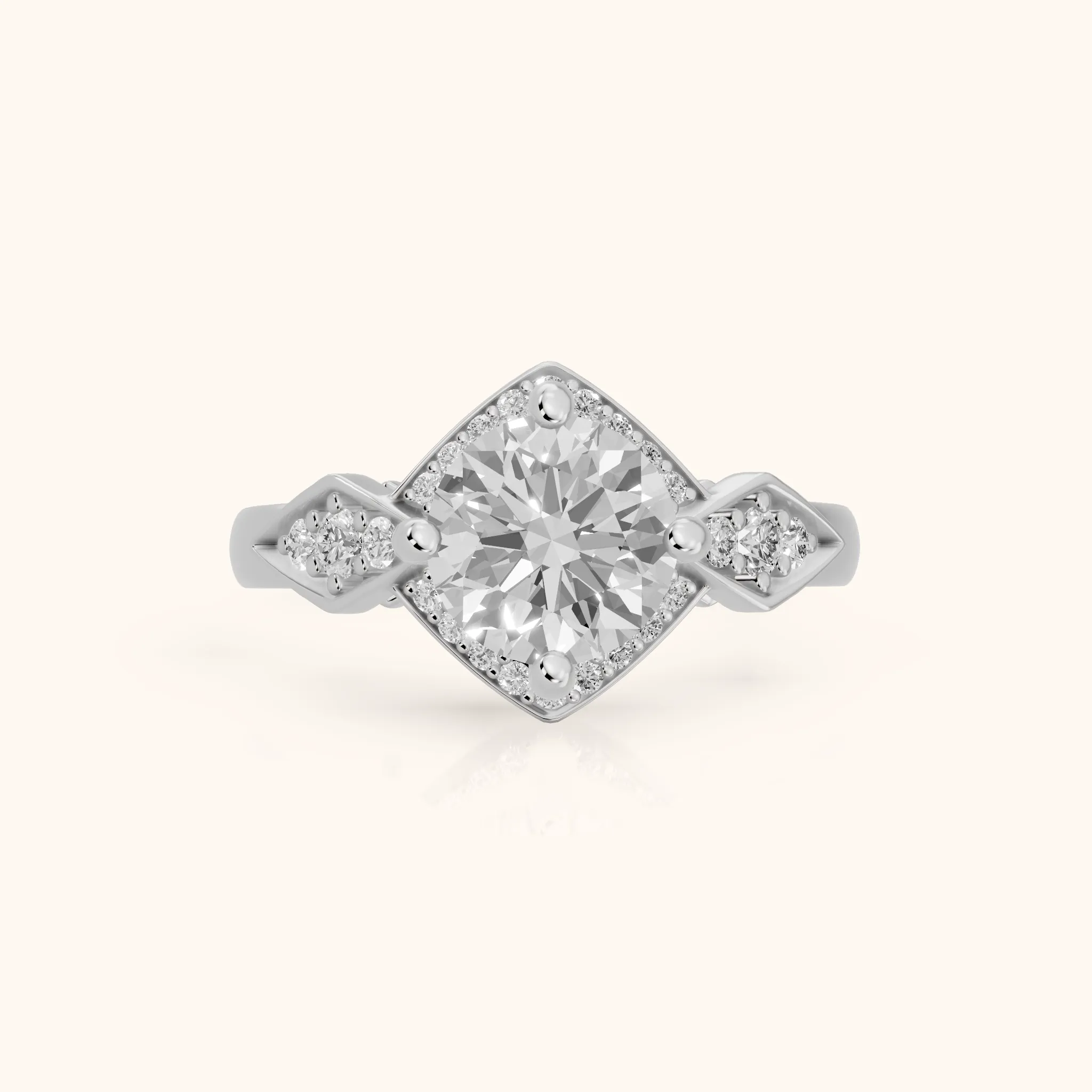 Lisa Deco Halo Round Diamond Engagement Ring in Platinum — view 1