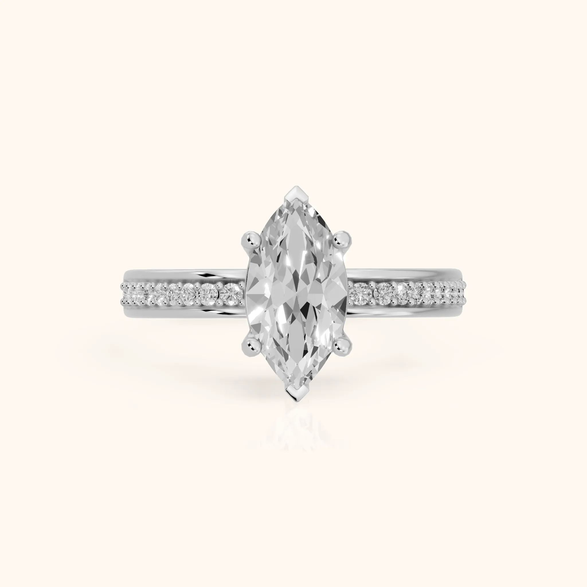 Lucy Vintage Pavé Marquise Diamond Engagement Ring in Platinum — view 1