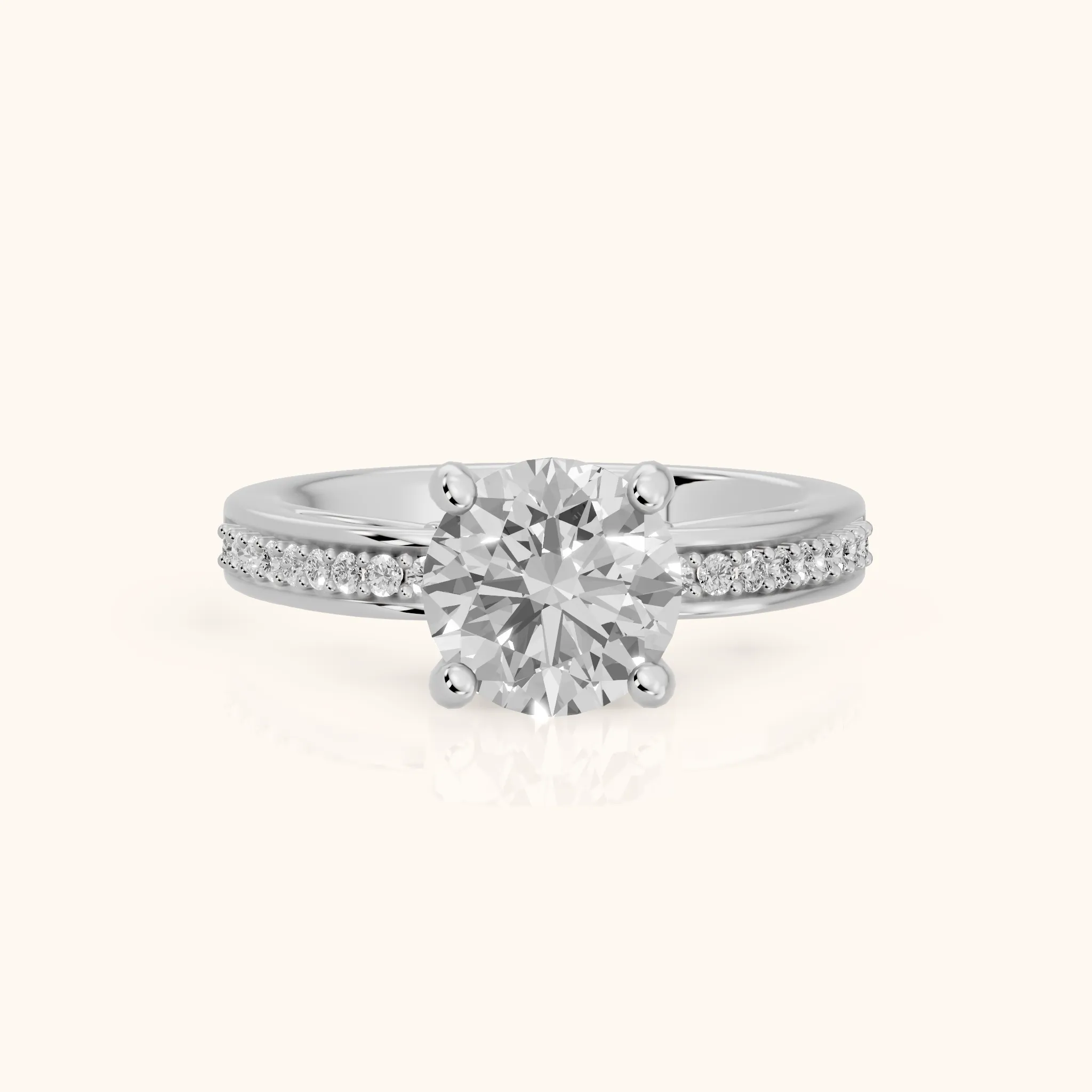 Lucy Vintage Pavé Round Diamond Engagement Ring in Platinum — view 1