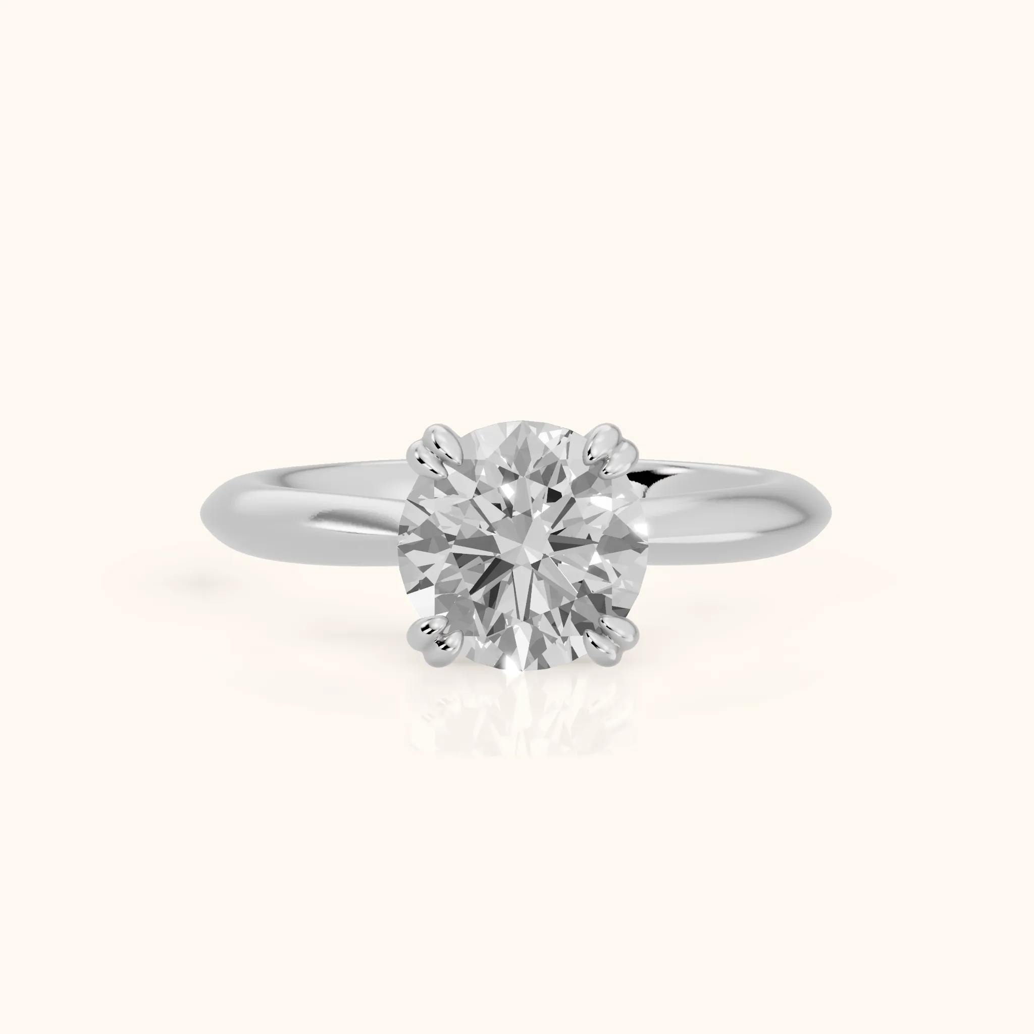 Macy Tulip Solitaire Round Diamond Engagement Ring in Silver — view 1
