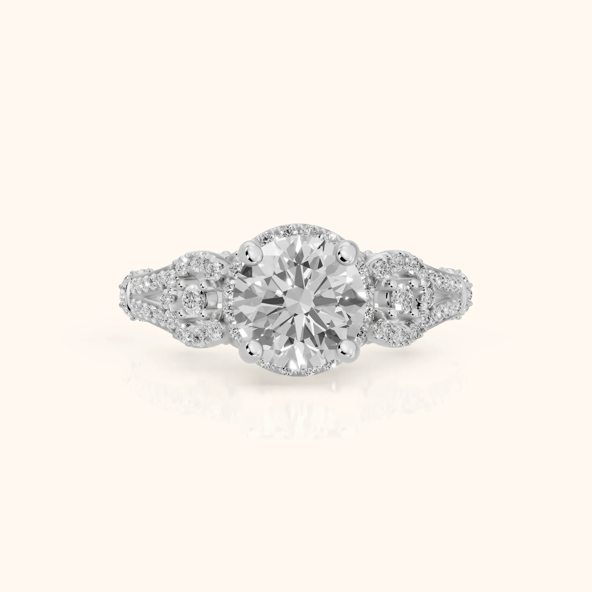 Maggie Vintage Halo Round Diamond Engagement Ring in White Gold — view 1