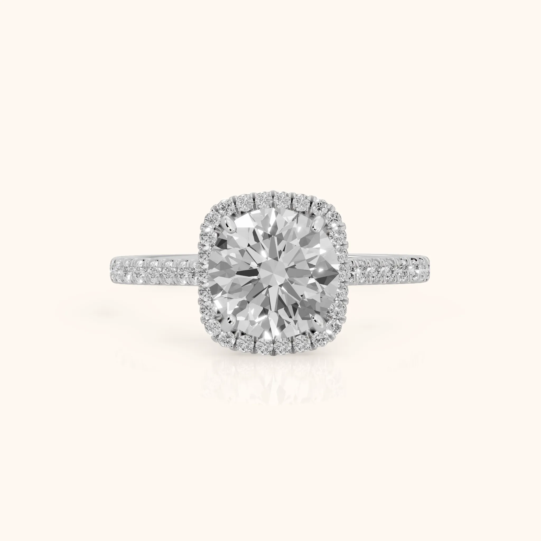 May Halo Pavé Round Diamond Engagement Ring in Silver — view 1