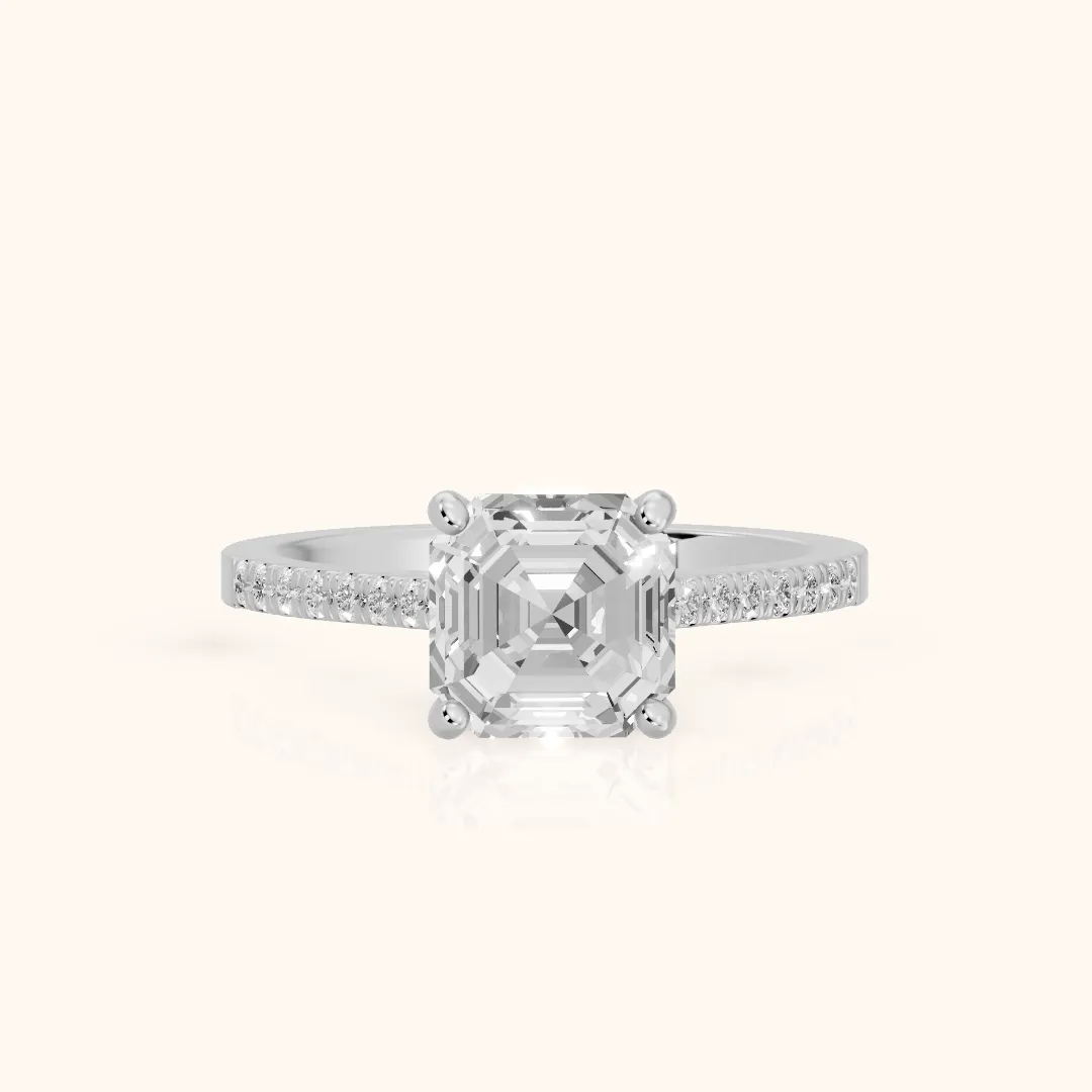 Meg Pavé Asscher Diamond Engagement Ring in Platinum — view 2