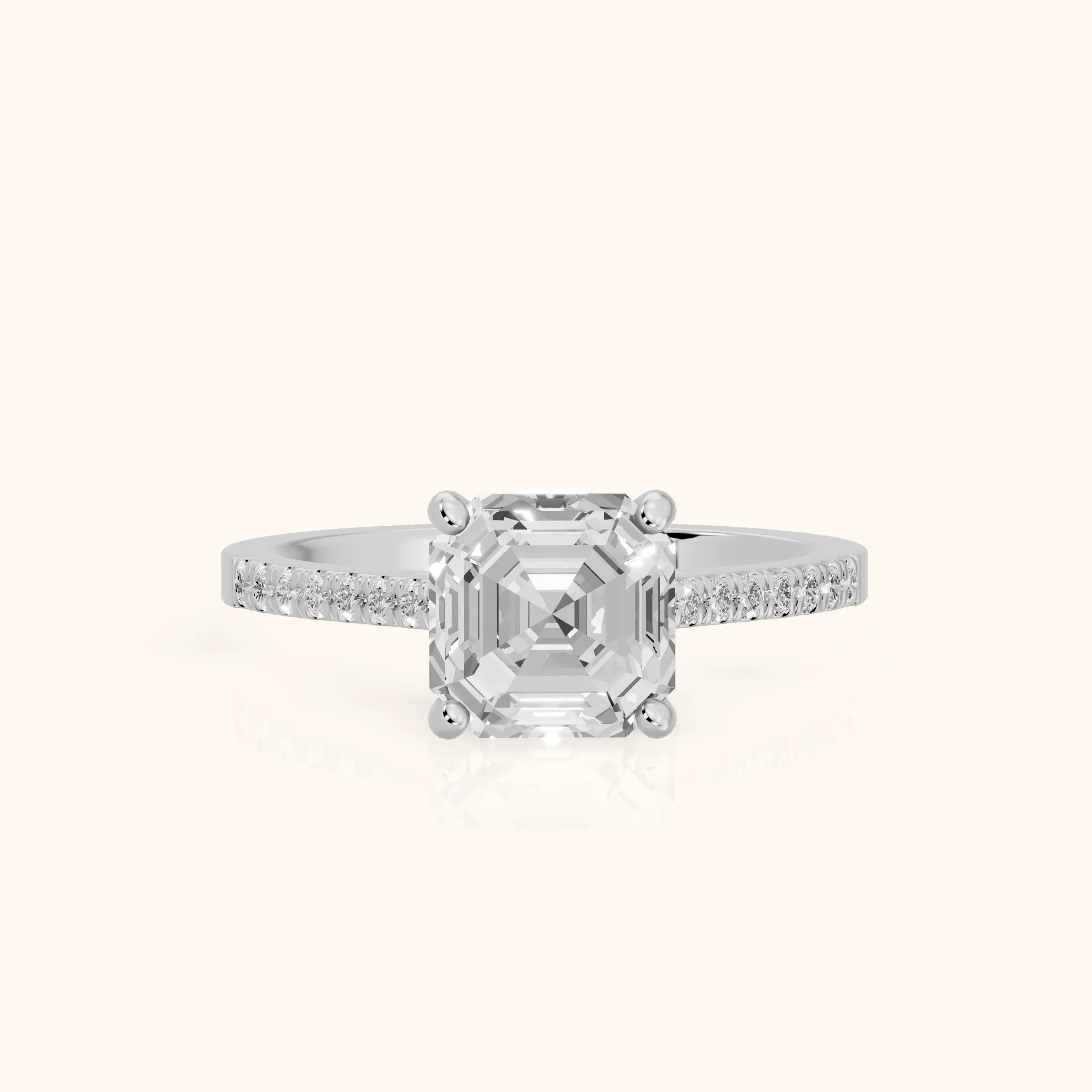 Meg Pavé Asscher Diamond Engagement Ring in Platinum — view 1