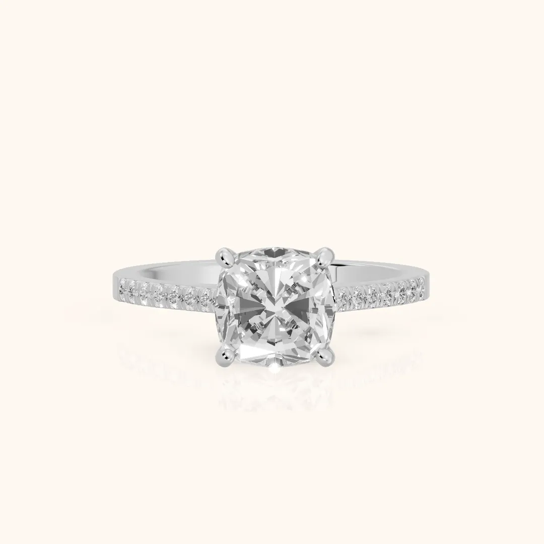 Meg Pavé Cushion Diamond Engagement Ring in Silver — view 2