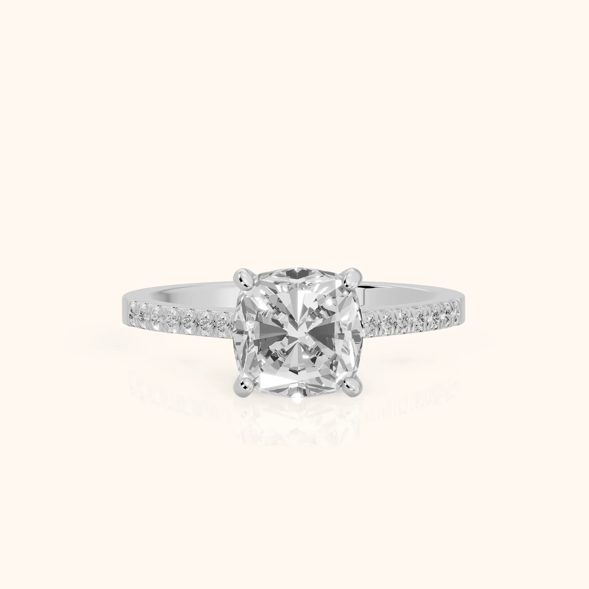 Meg Pavé Cushion Diamond Engagement Ring in Silver — view 1