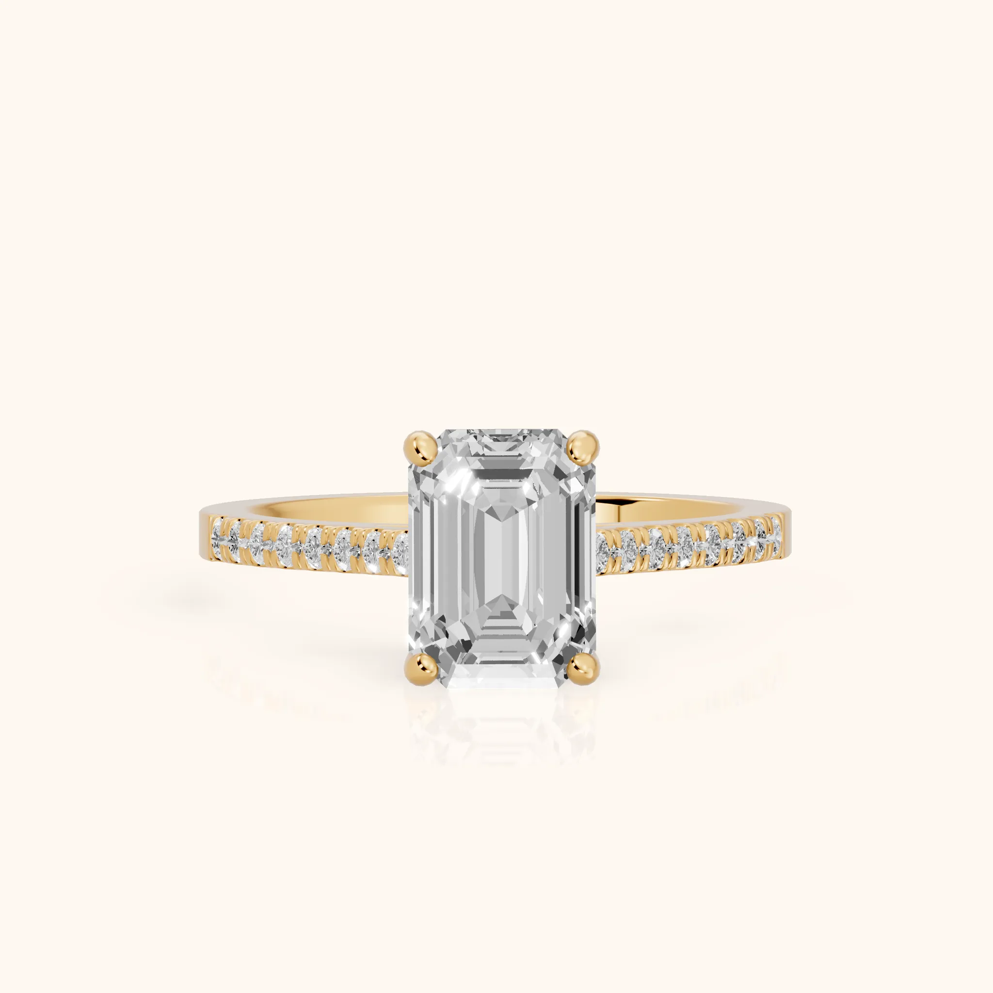 Meg Pavé Emerald Diamond Engagement Ring in Yellow Gold — view 1