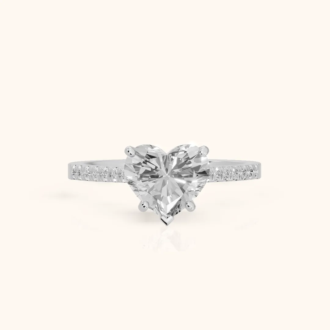 Meg Pavé Heart Diamond Engagement Ring in White Gold — view 2