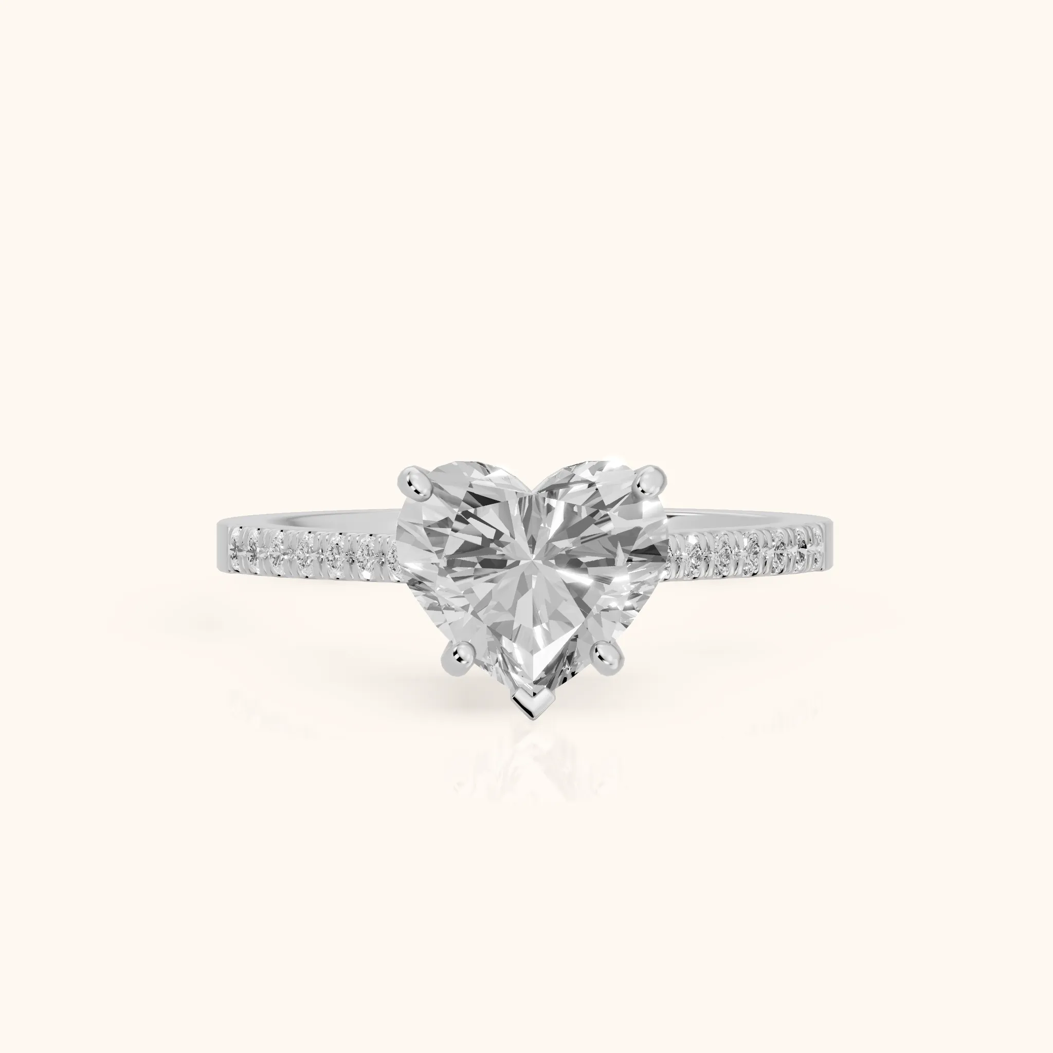 Meg Pavé Heart Diamond Engagement Ring in White Gold — view 1