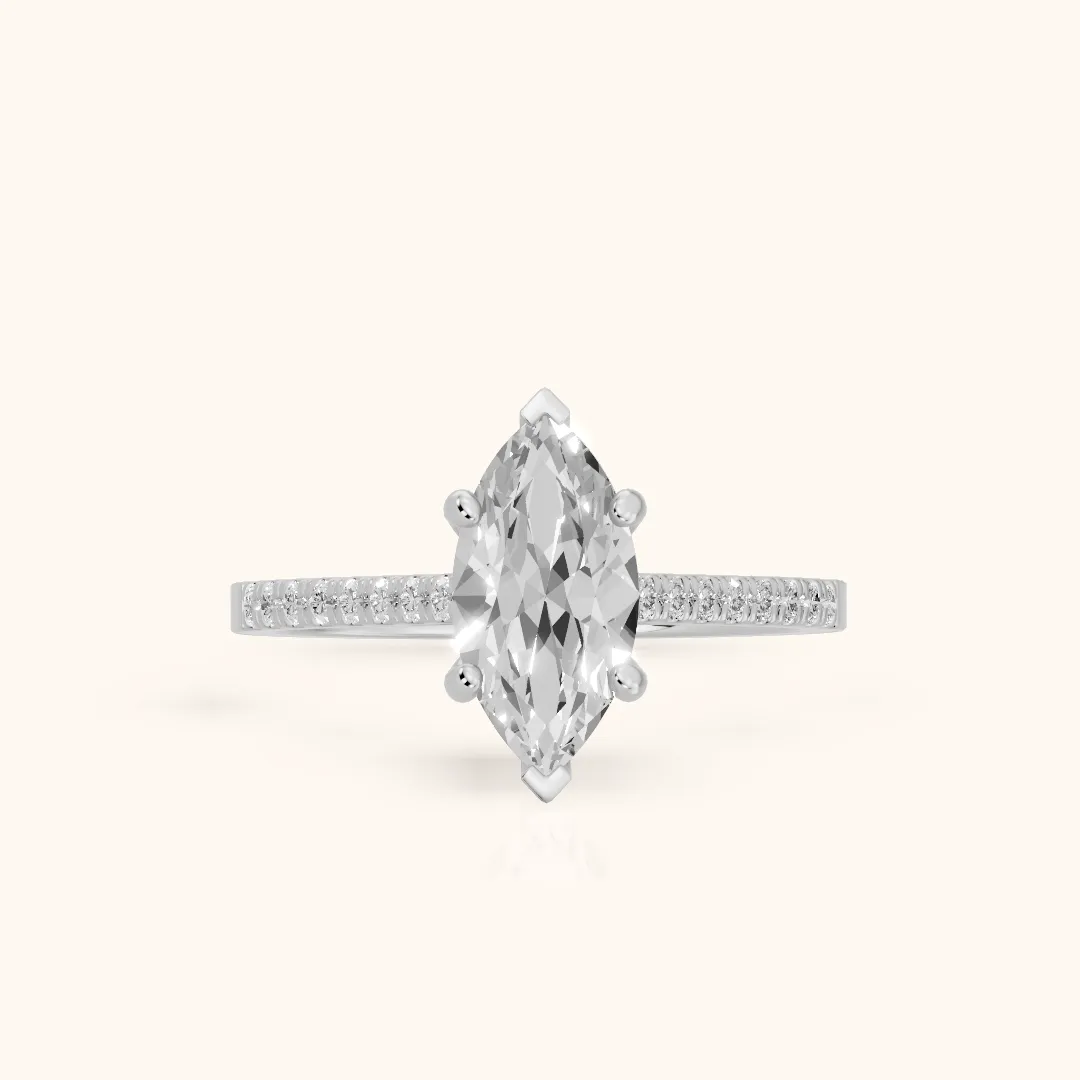 Meg Pavé Marquise Diamond Engagement Ring in Silver — view 2