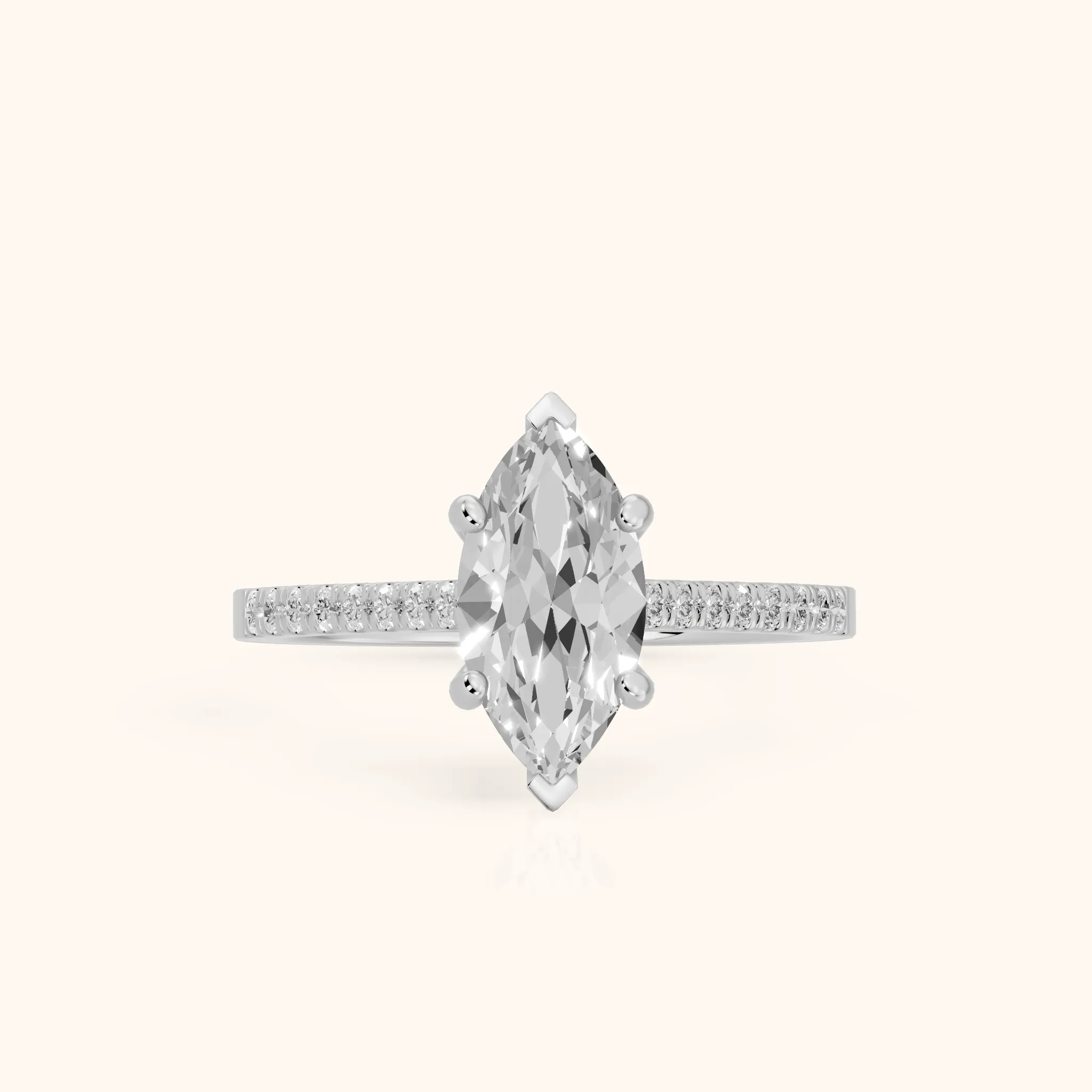 Meg Pavé Marquise Diamond Engagement Ring in Silver — view 1
