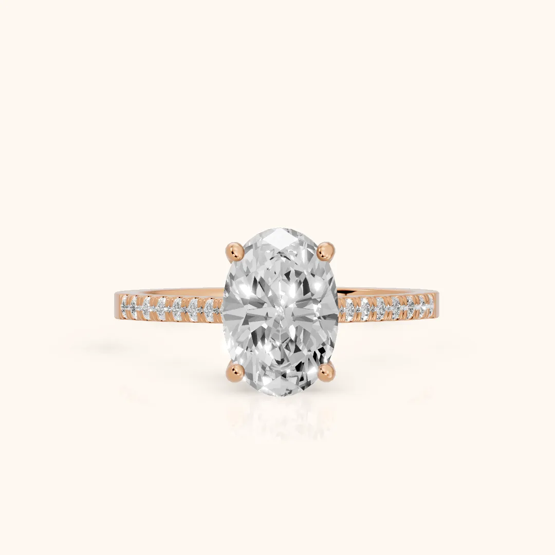 Meg Pavé Oval Diamond Engagement Ring in Rose Gold — view 2