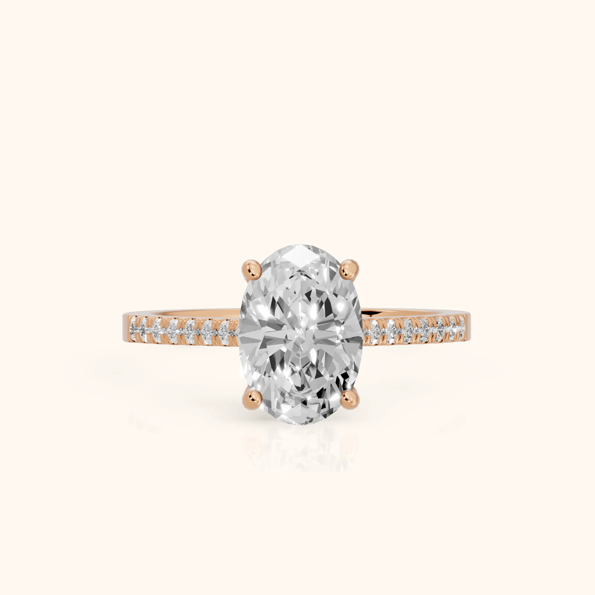 Meg Pavé Oval Diamond Engagement Ring in Rose Gold — view 1
