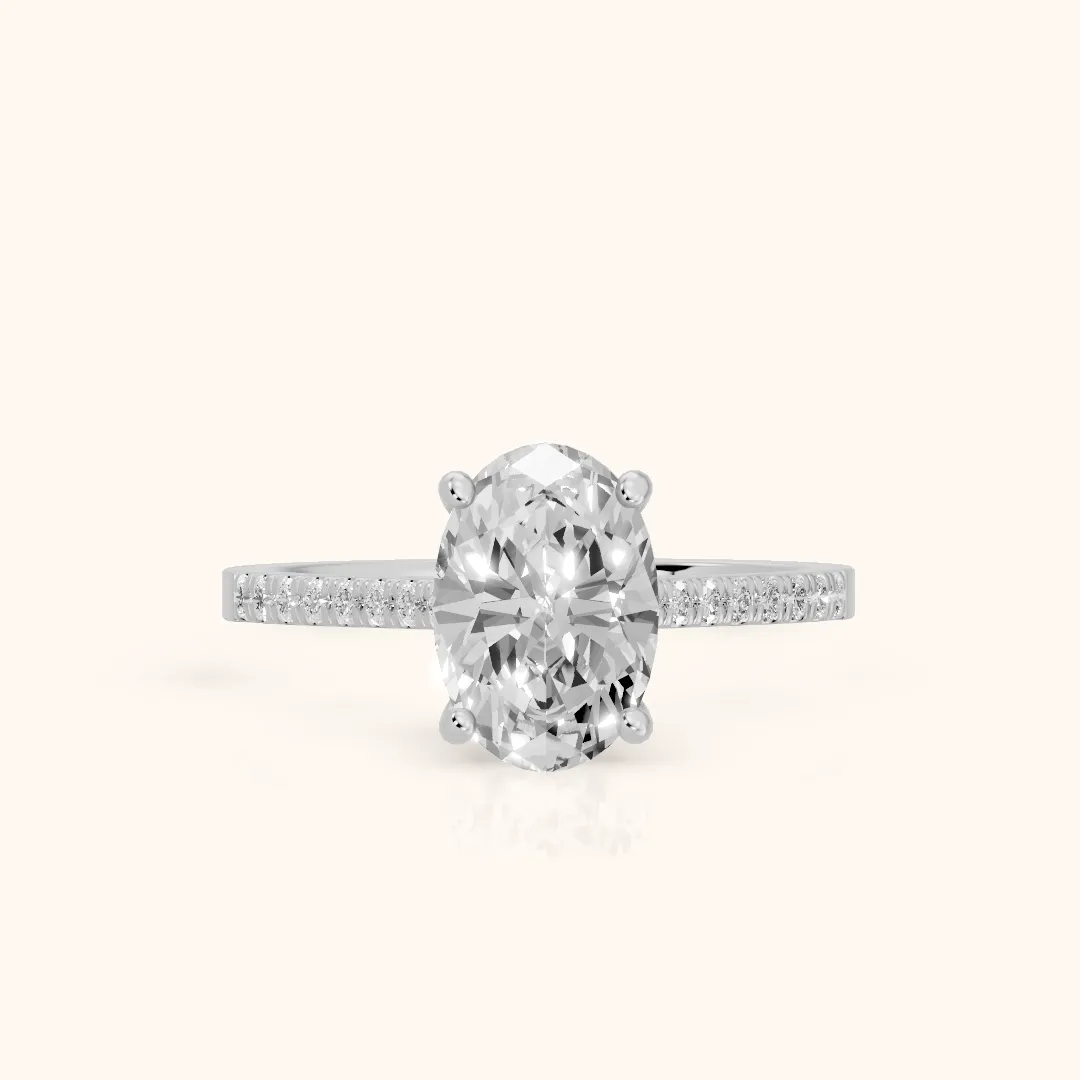 Meg Pavé Oval Diamond Engagement Ring in Silver — view 2