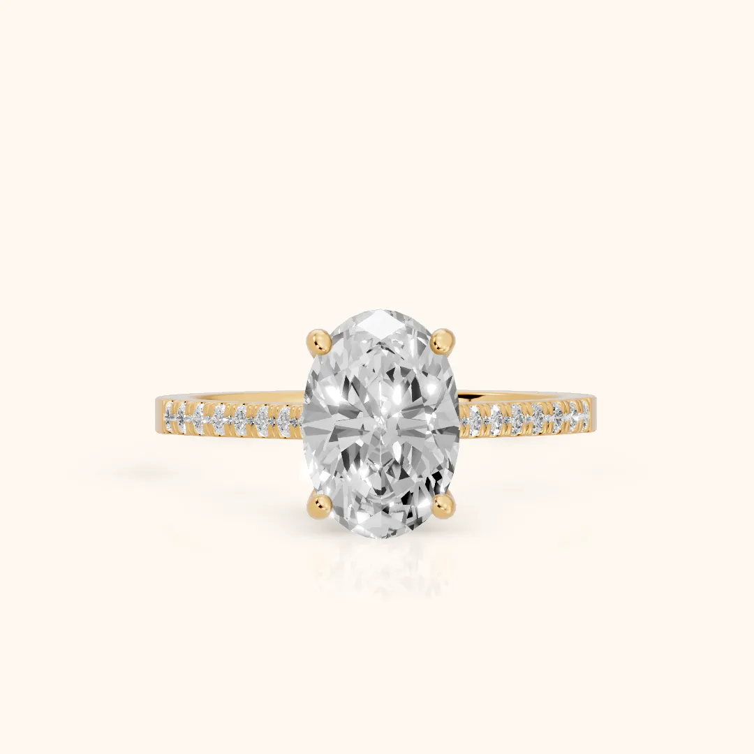 Meg Pavé Oval Diamond Engagement Ring in Yellow Gold — view 2