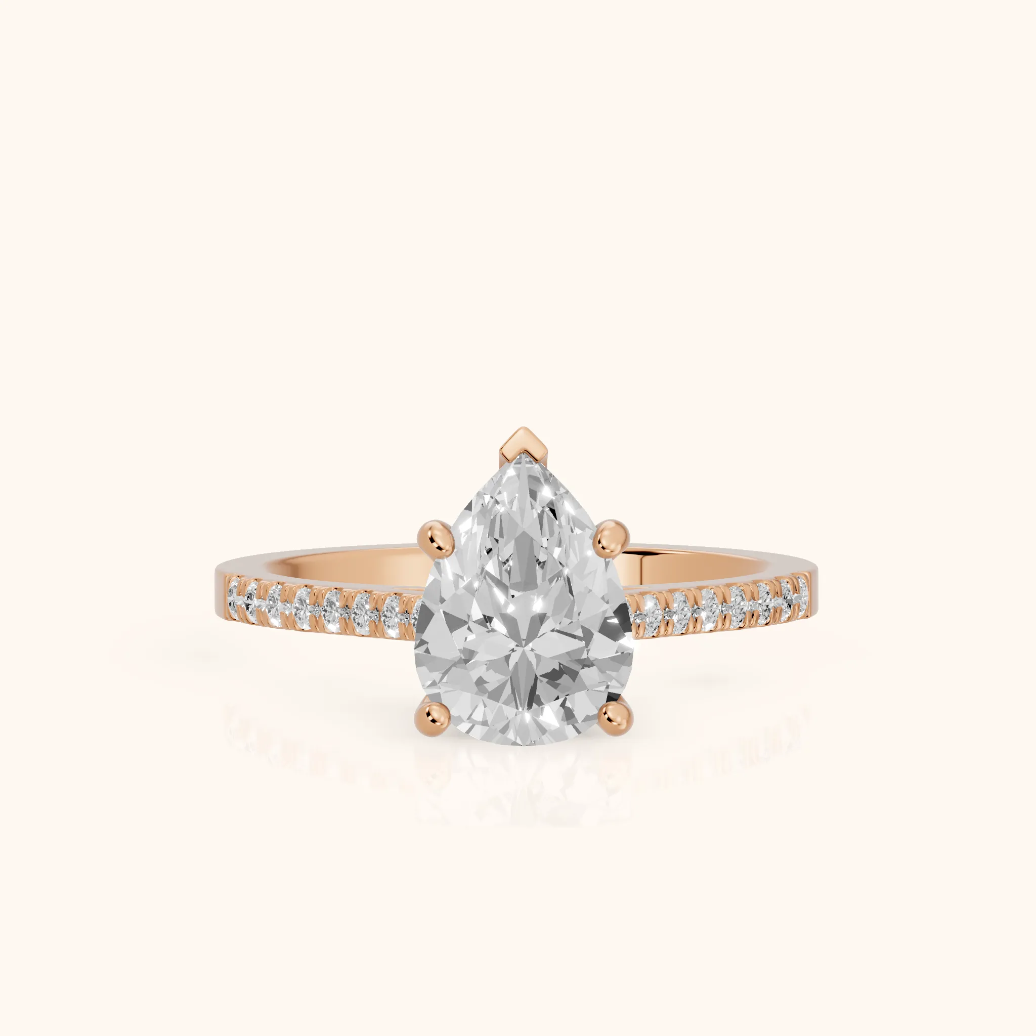 Meg Pavé Pear Diamond Engagement Ring in Rose Gold — view 1