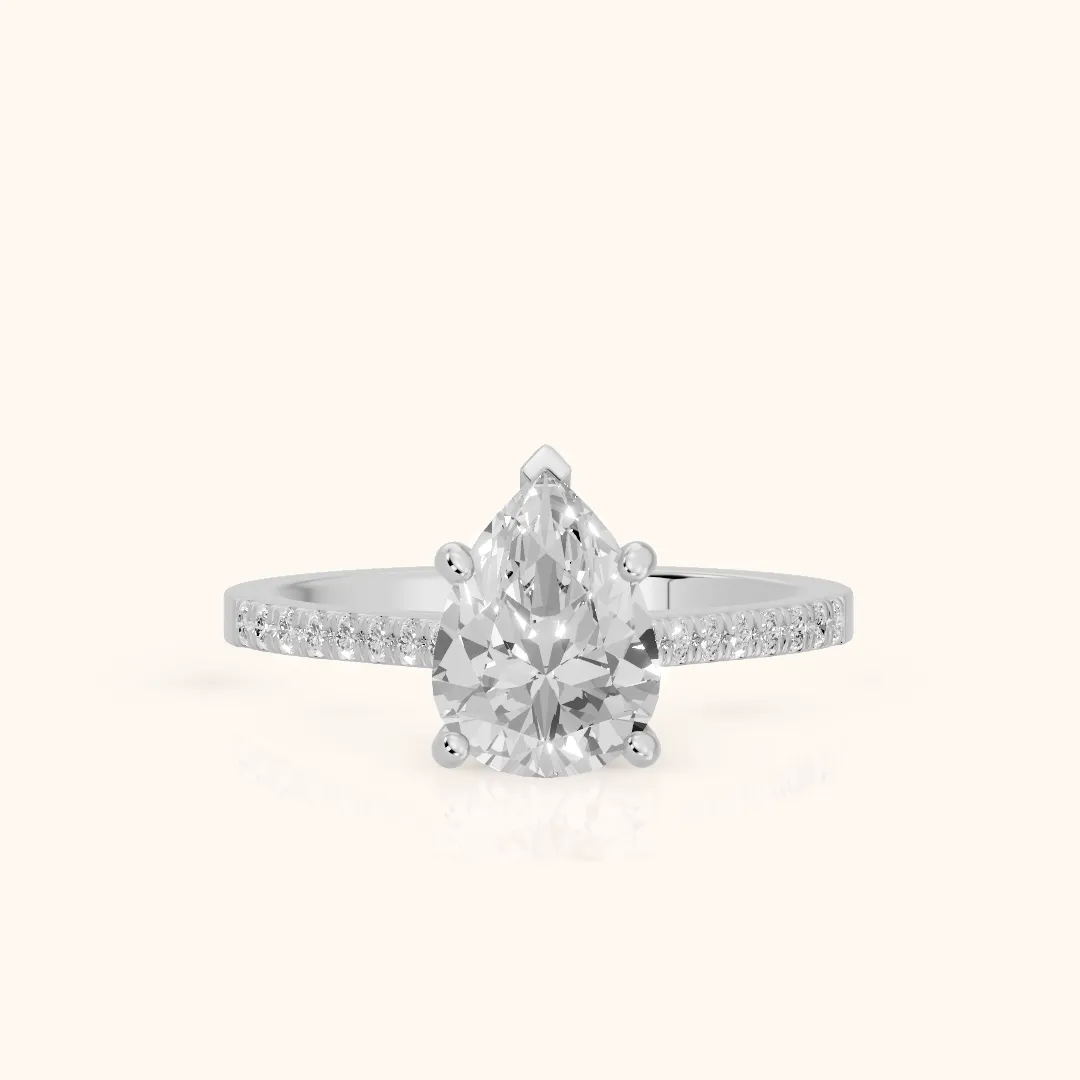 Meg Pavé Pear Diamond Engagement Ring in Platinum — view 2