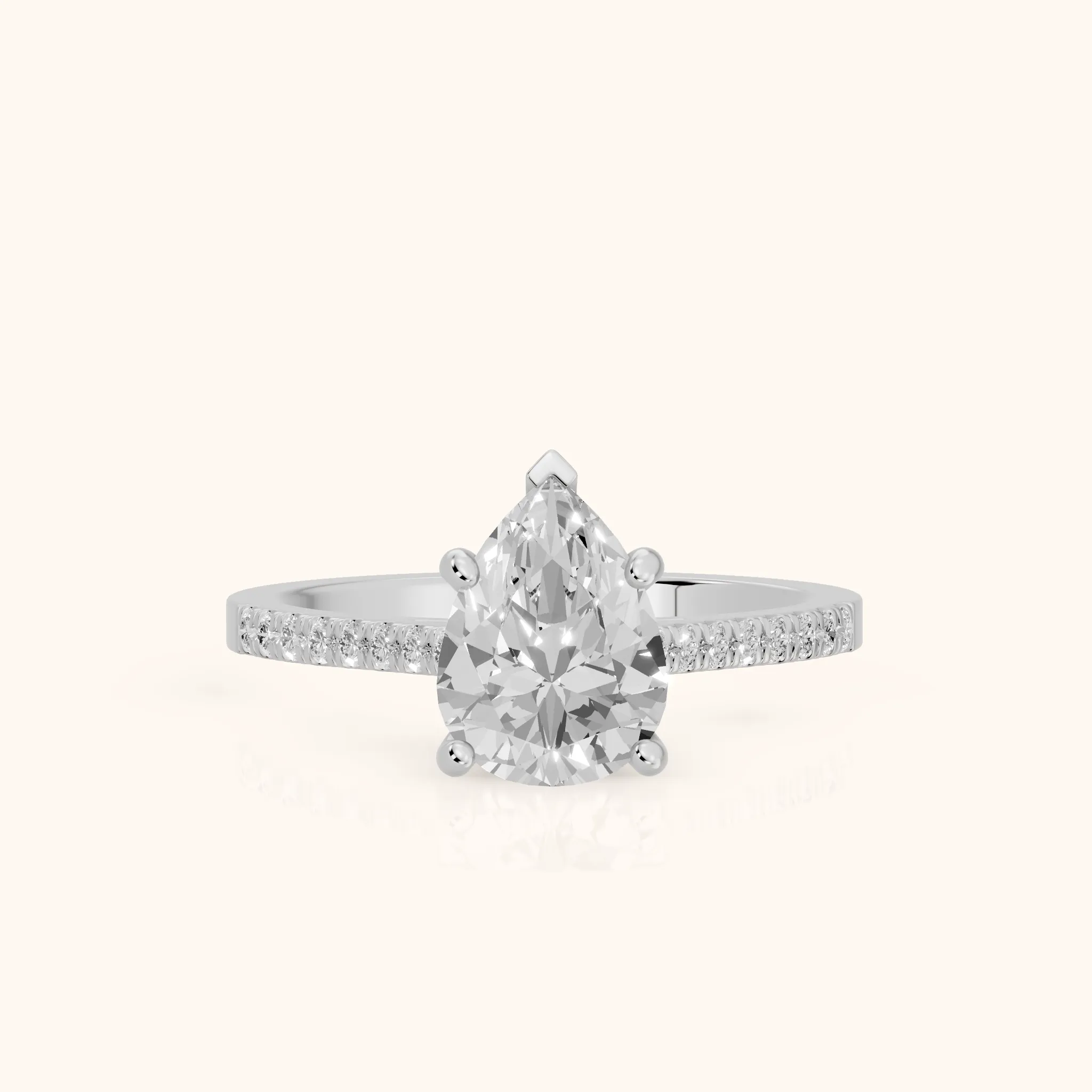 Meg Pavé Pear Diamond Engagement Ring in Platinum — view 1
