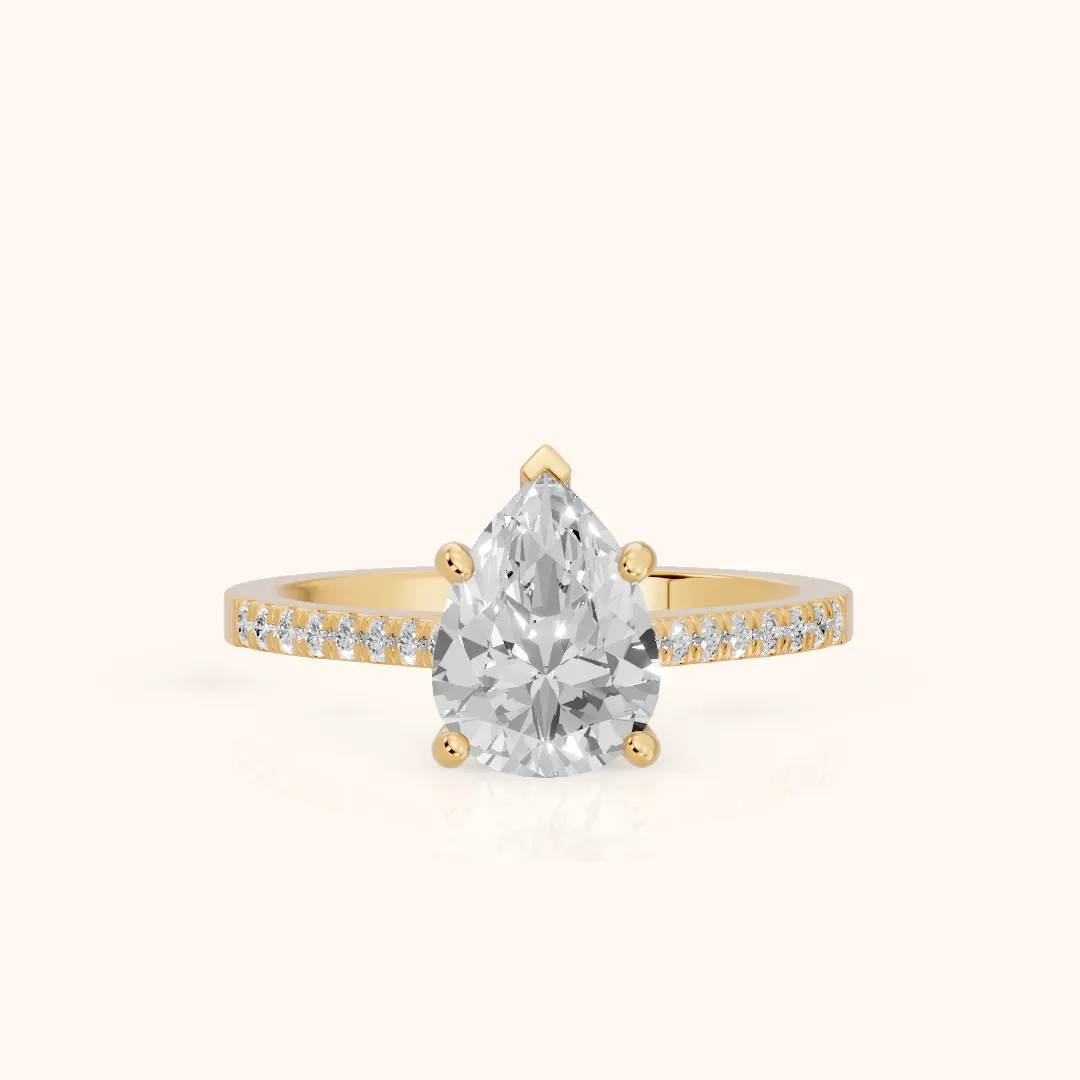Meg Pavé Pear Diamond Engagement Ring in Yellow Gold — view 2