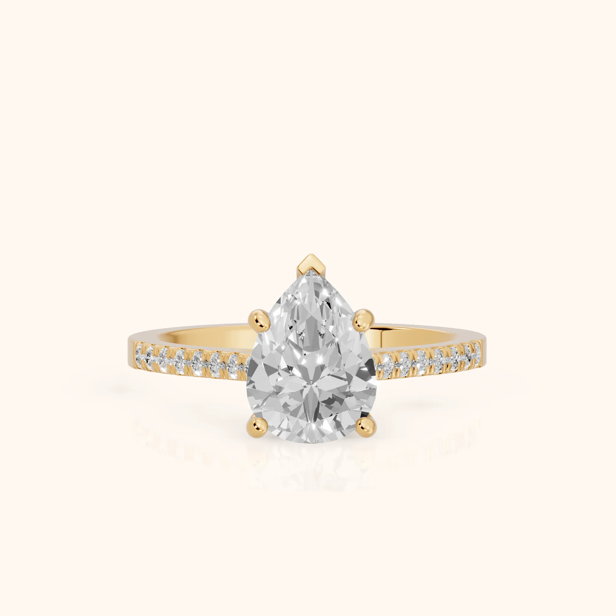 Meg Pavé Pear Diamond Engagement Ring in Yellow Gold — view 1