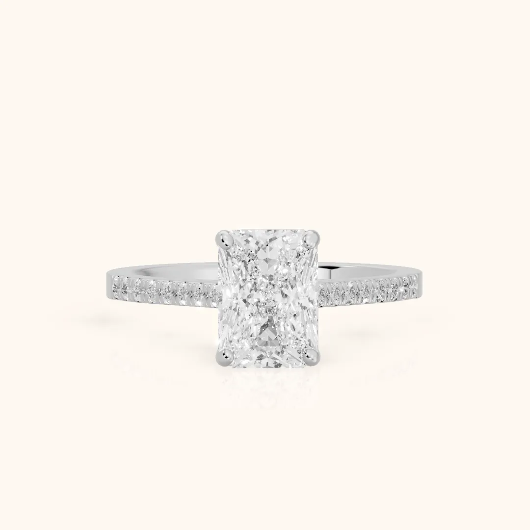 Meg Pavé Radiant Diamond Engagement Ring in Silver — view 2