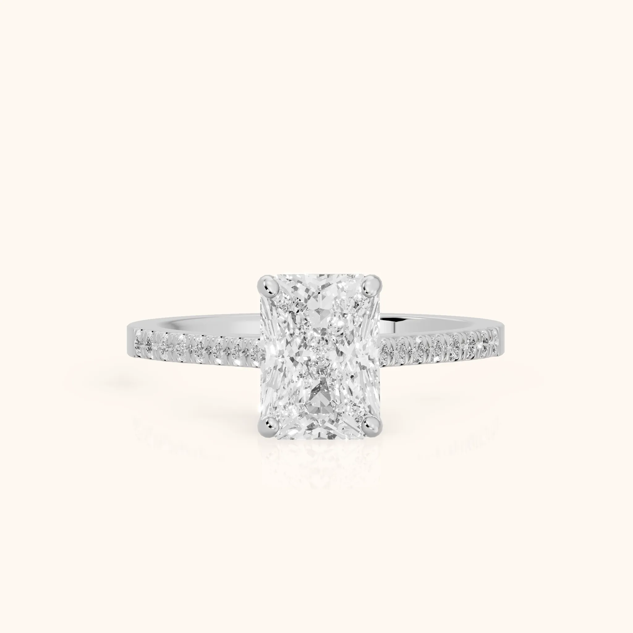 Meg Pavé Radiant Diamond Engagement Ring in Silver — view 1
