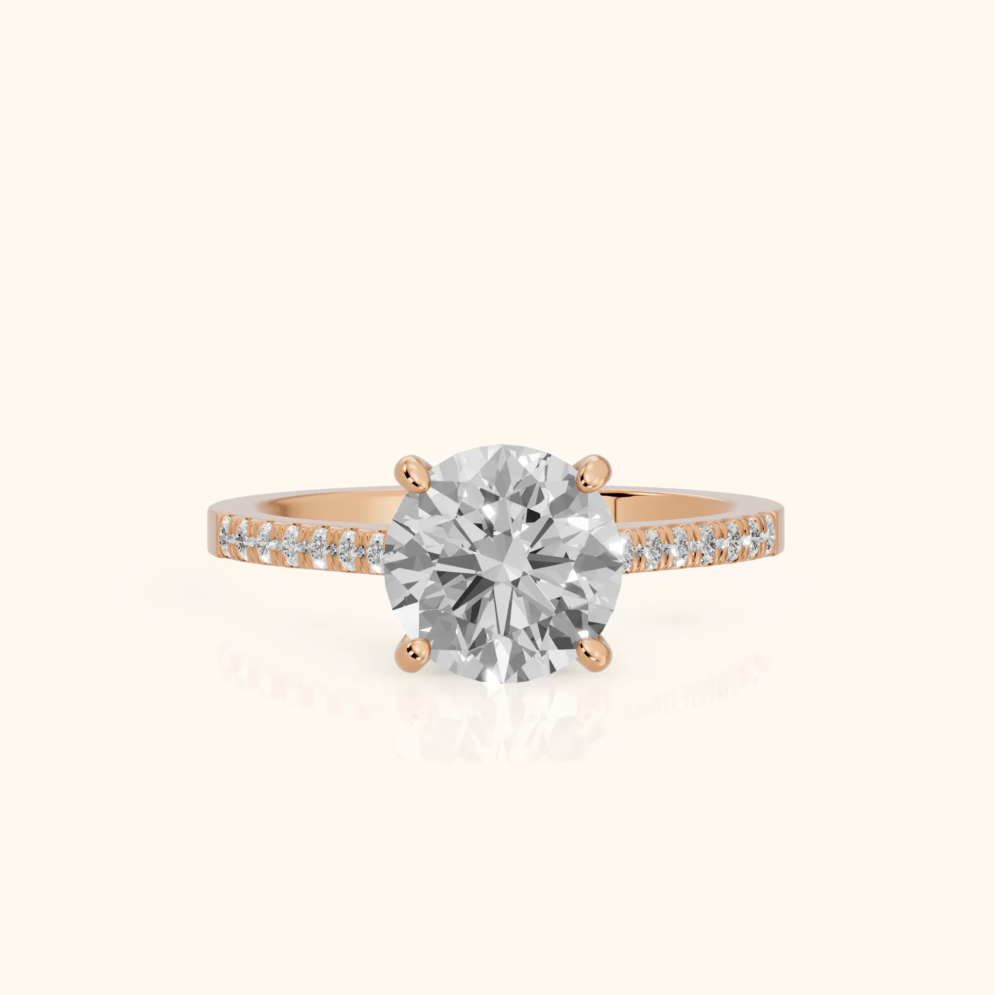 Meg Pavé Round Diamond Engagement Ring in Rose Gold — view 1