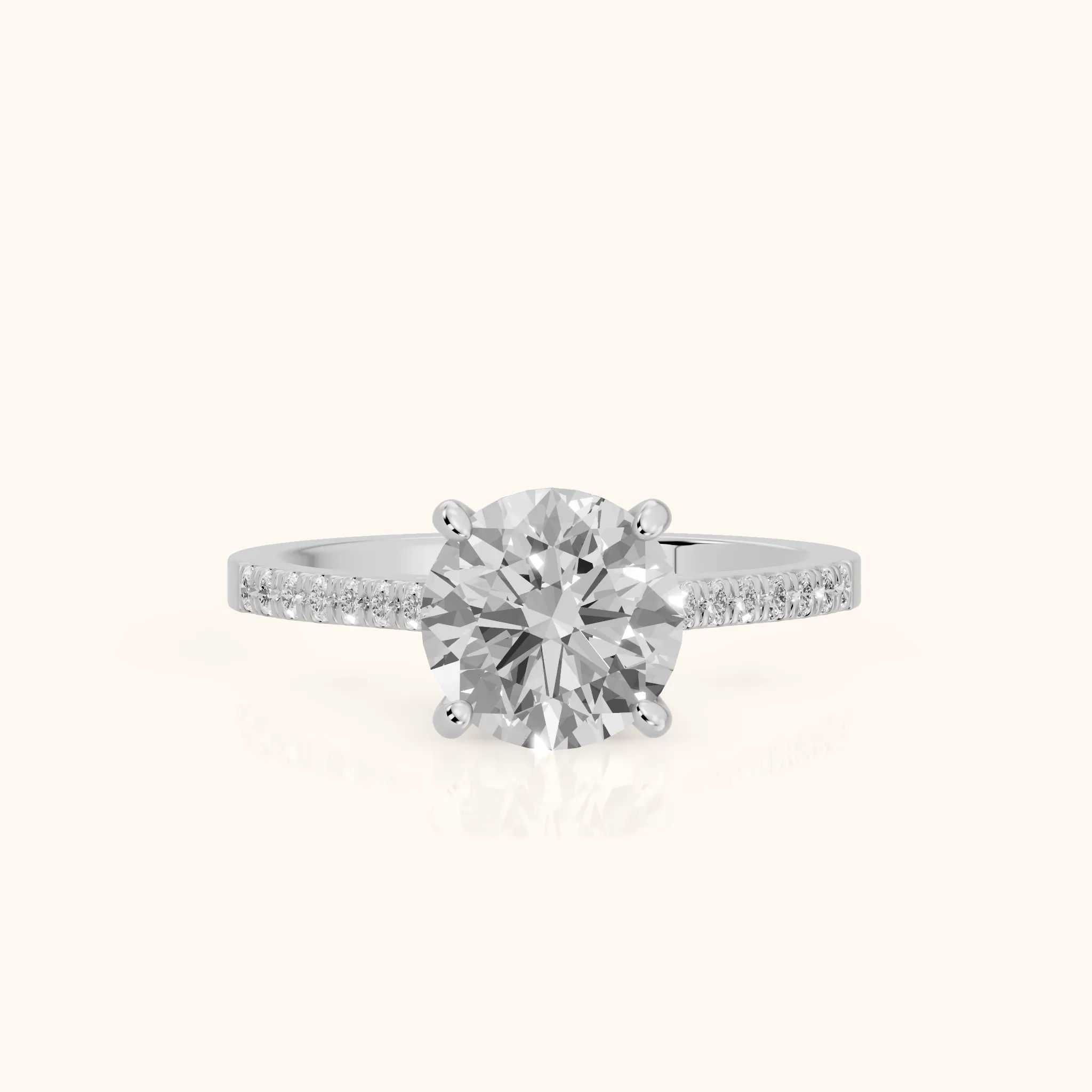 Meg Pavé Round Diamond Engagement Ring in Silver — view 1