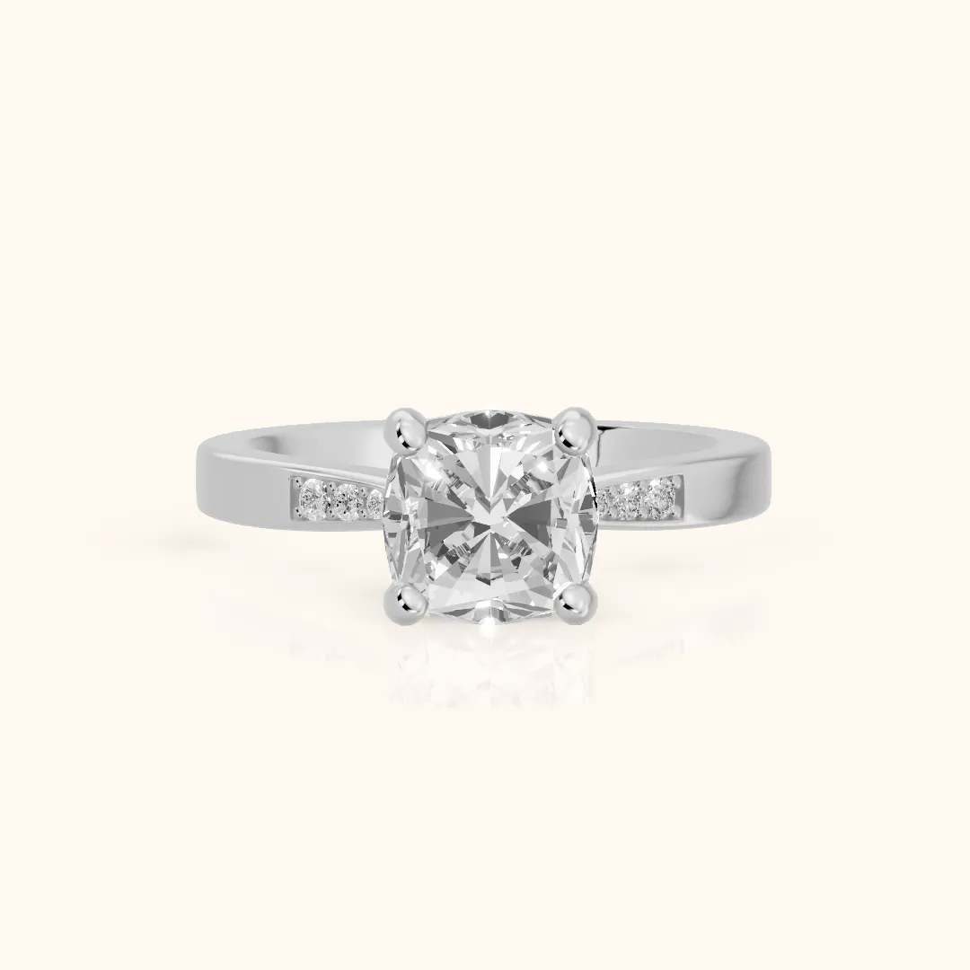 Minnie Flush-Set Cushion Diamond Engagement Ring in Silver — view 2