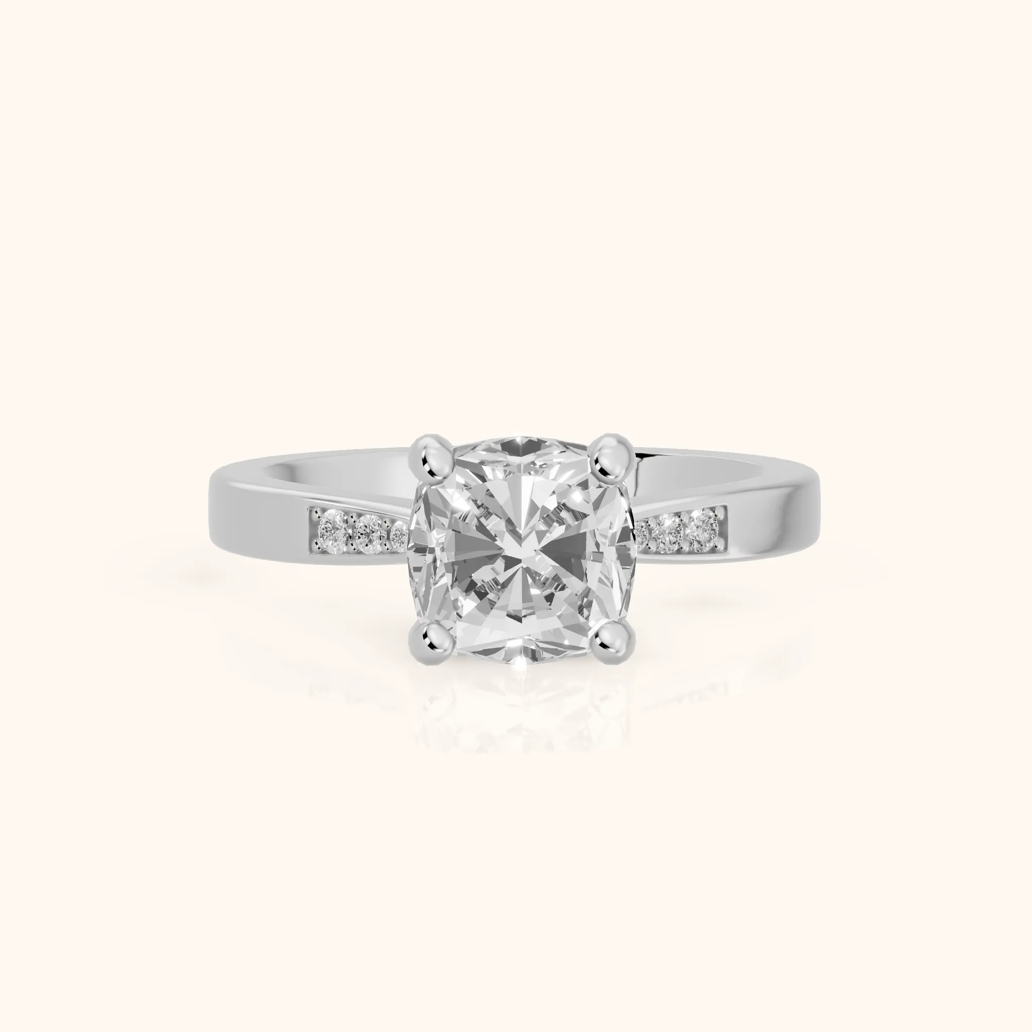 Minnie Flush-Set Cushion Diamond Engagement Ring in Silver — view 1