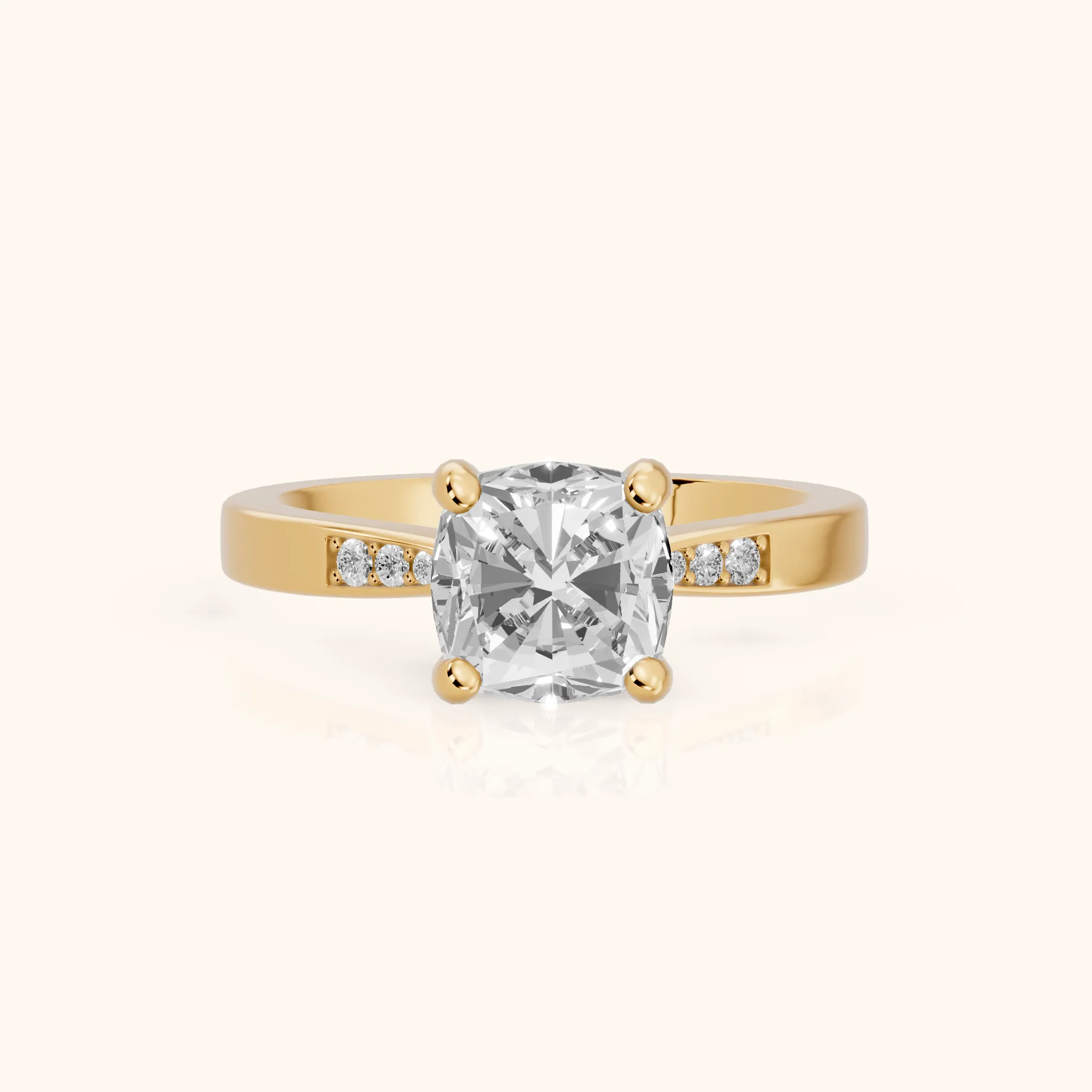 Minnie Flush-Set Cushion Diamond Engagement Ring in Yellow Gold — view 1