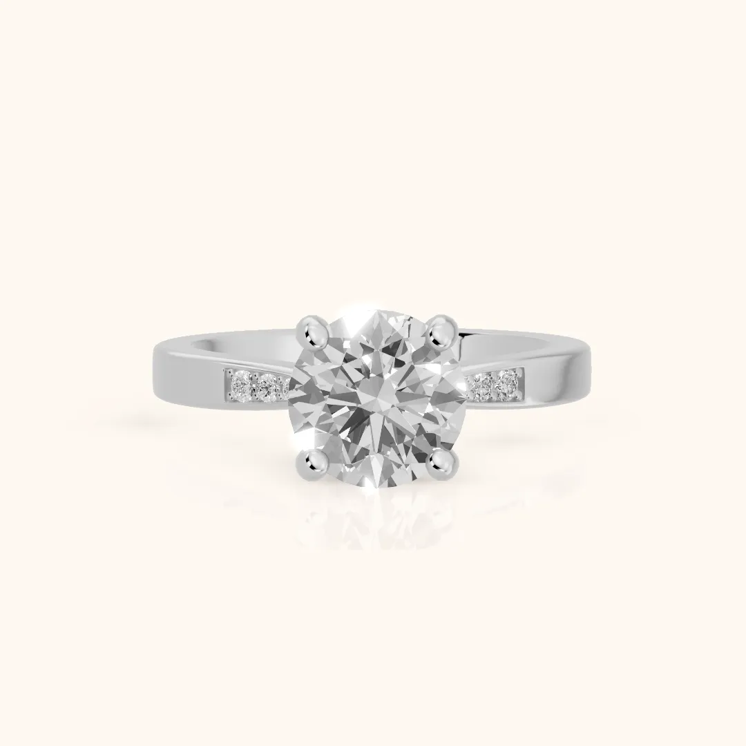 Minnie Flush-Set Round Diamond Engagement Ring in Silver — view 2