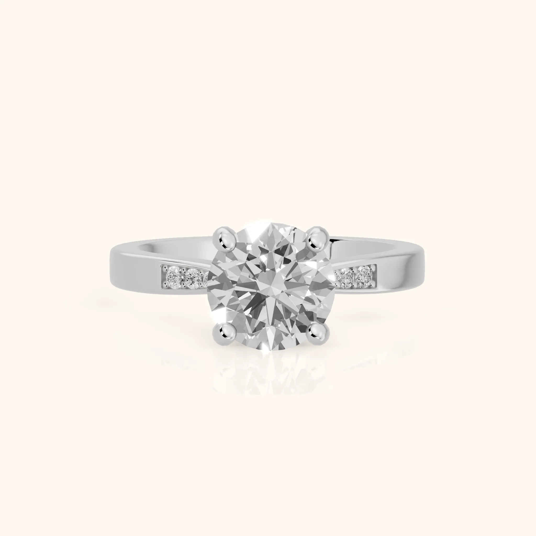 Minnie Flush-Set Round Diamond Engagement Ring in Silver — view 1