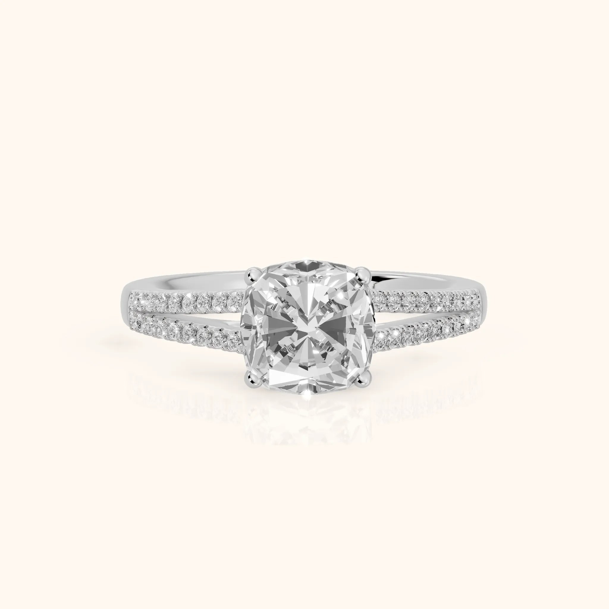 Mollie Split Shank Pavé Cushion Diamond Engagement Ring in Platinum — view 1