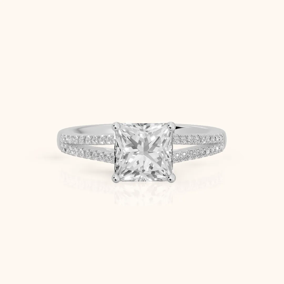 Mollie Split Shank Pavé Princess Diamond Engagement Ring in Platinum — view 2