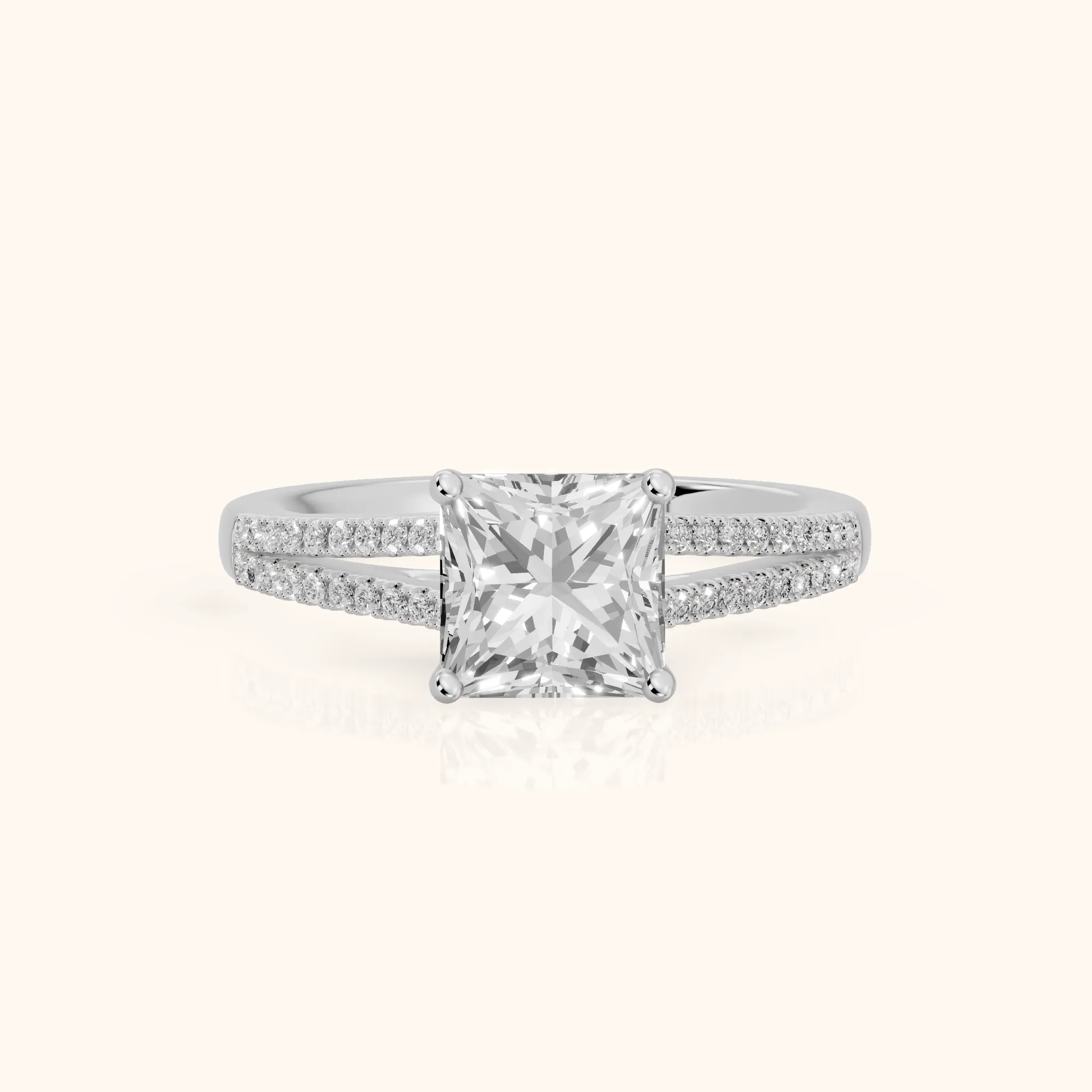 Mollie Split Shank Pavé Princess Diamond Engagement Ring in Platinum — view 1