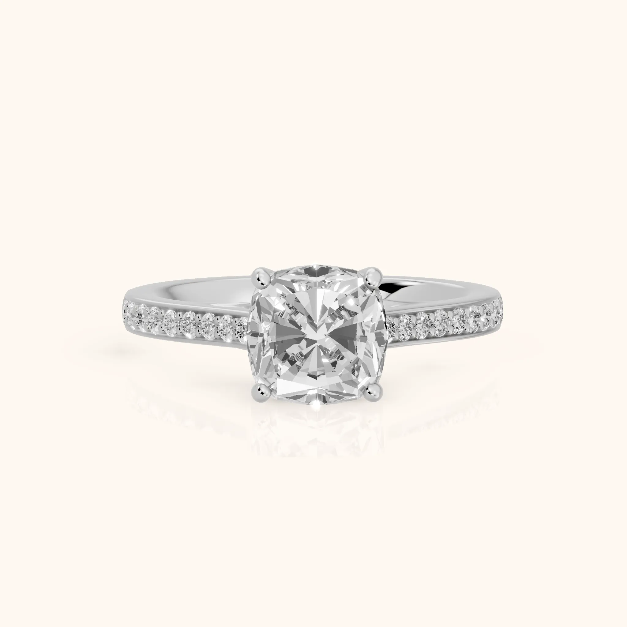 Nancy Trellis Pavé Cushion Diamond Engagement Ring in Silver — view 1