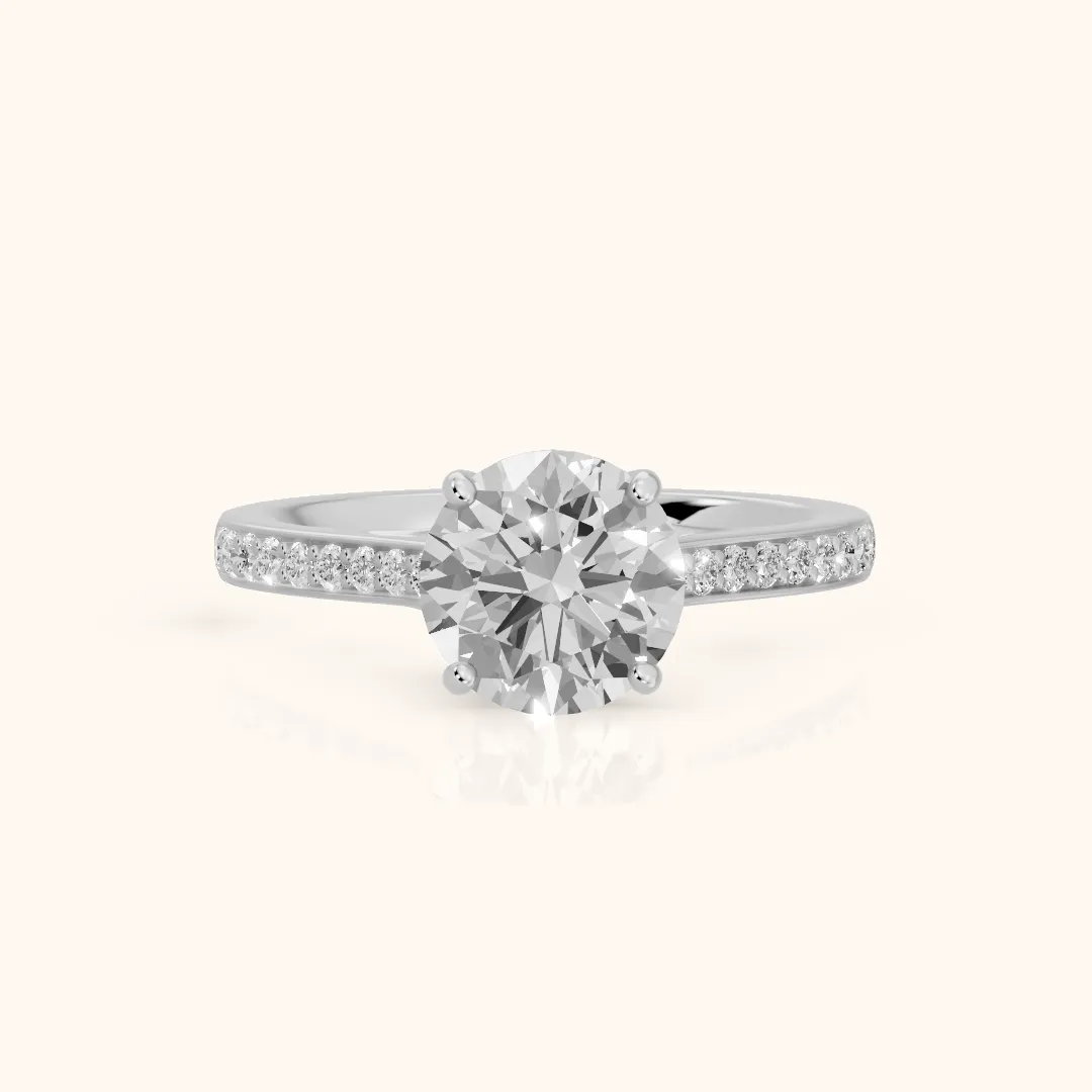 Nancy Trellis Pavé Round Diamond Engagement Ring in Silver — view 2